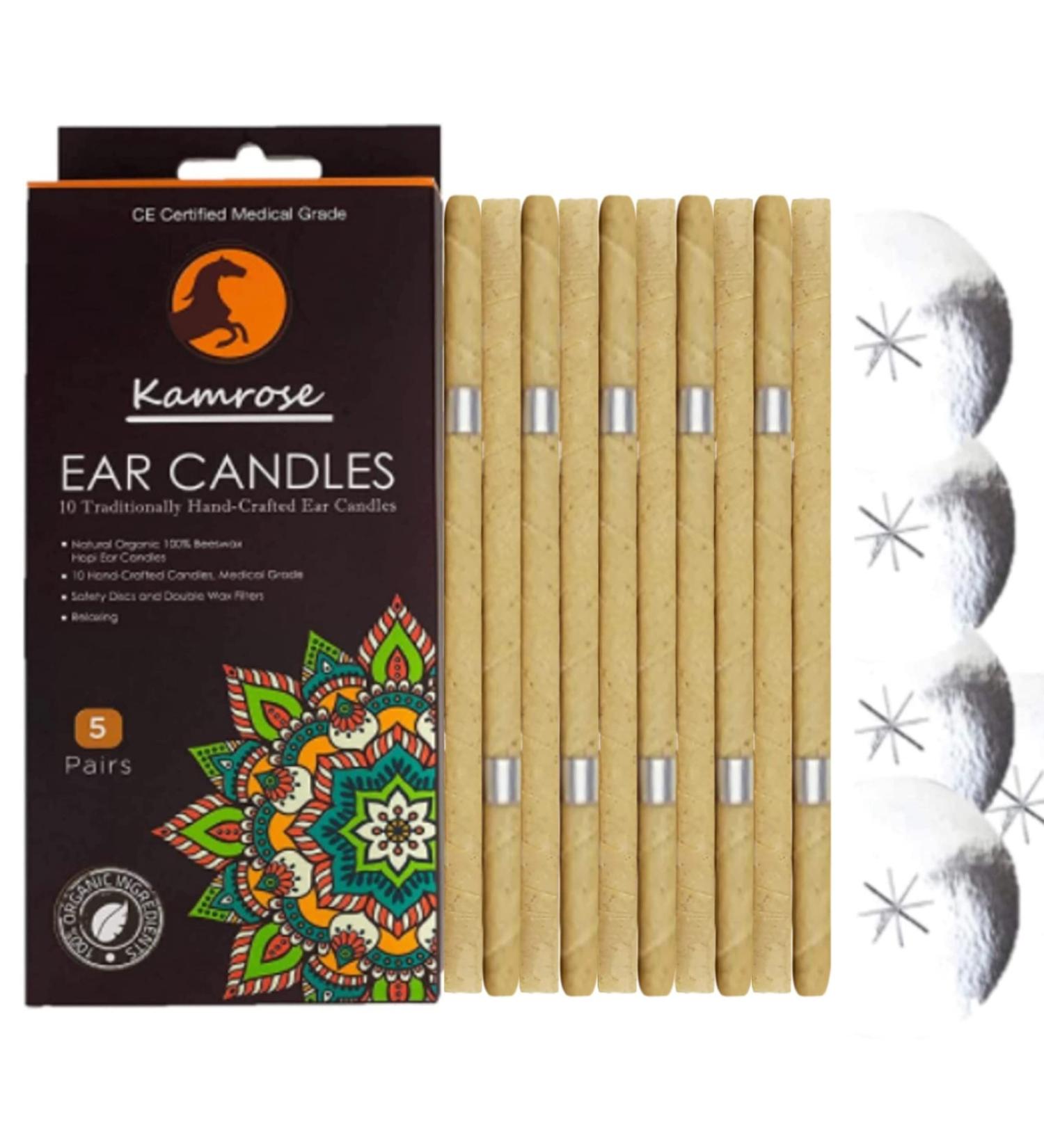 10 Pack Ear Candles for Blocked Ears with 5 Protective Discs - Aromatherapy Wax Remover - CE Medical Grade - Brown Hopi Ear Candles - Buy Online on GoSupps.com