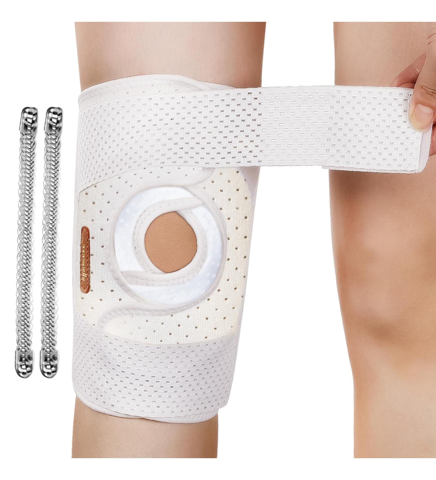 IPOW Lightweight Knee Brace for Pain Relief | Breathable Support with Side Stabilizers for MCL ACL Arthritis | Adjustable for Women & Men - Medium White - Buy Online on GoSupps.com