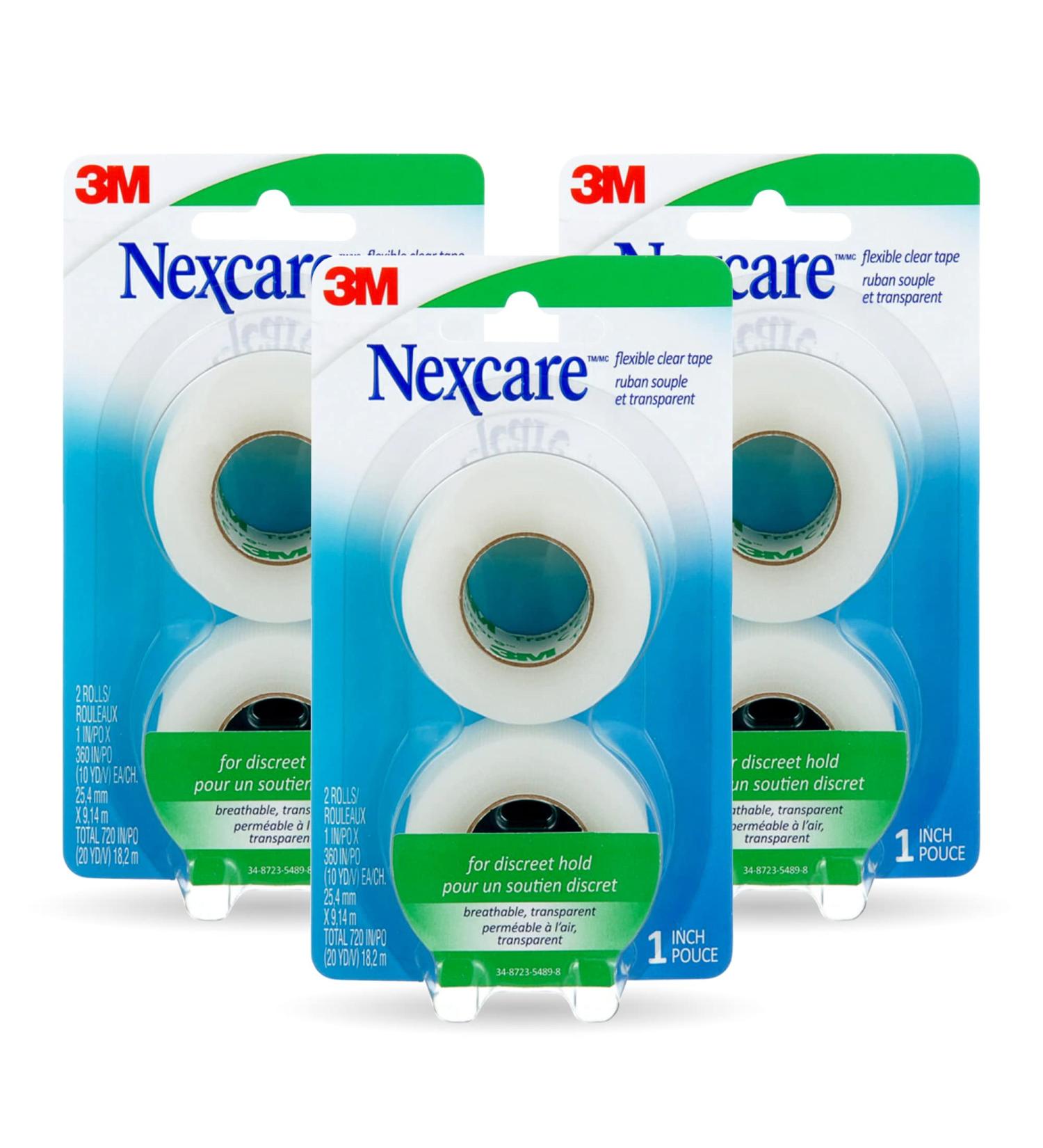 Nexcare Flexible Clear Tape - Stretchy Design, Conforms to Hard to Reach Areas - 6 Count Dispenser Pack (Pack of 3) - Buy Online on GoSupps.com