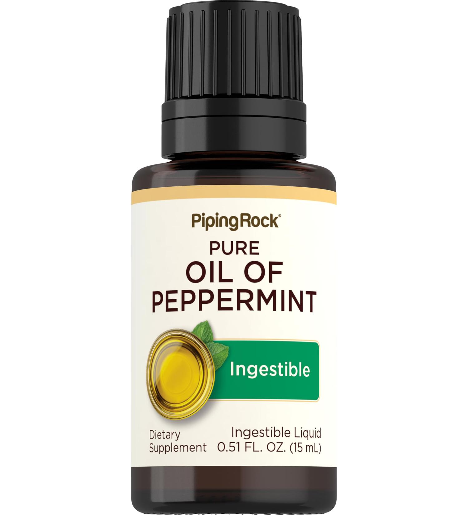 Piping Rock Peppermint Oil | 15 ml Drops | Pure Ingestible Liquid Supplement | Non-GMO Gluten Free - Buy Online on GoSupps.com