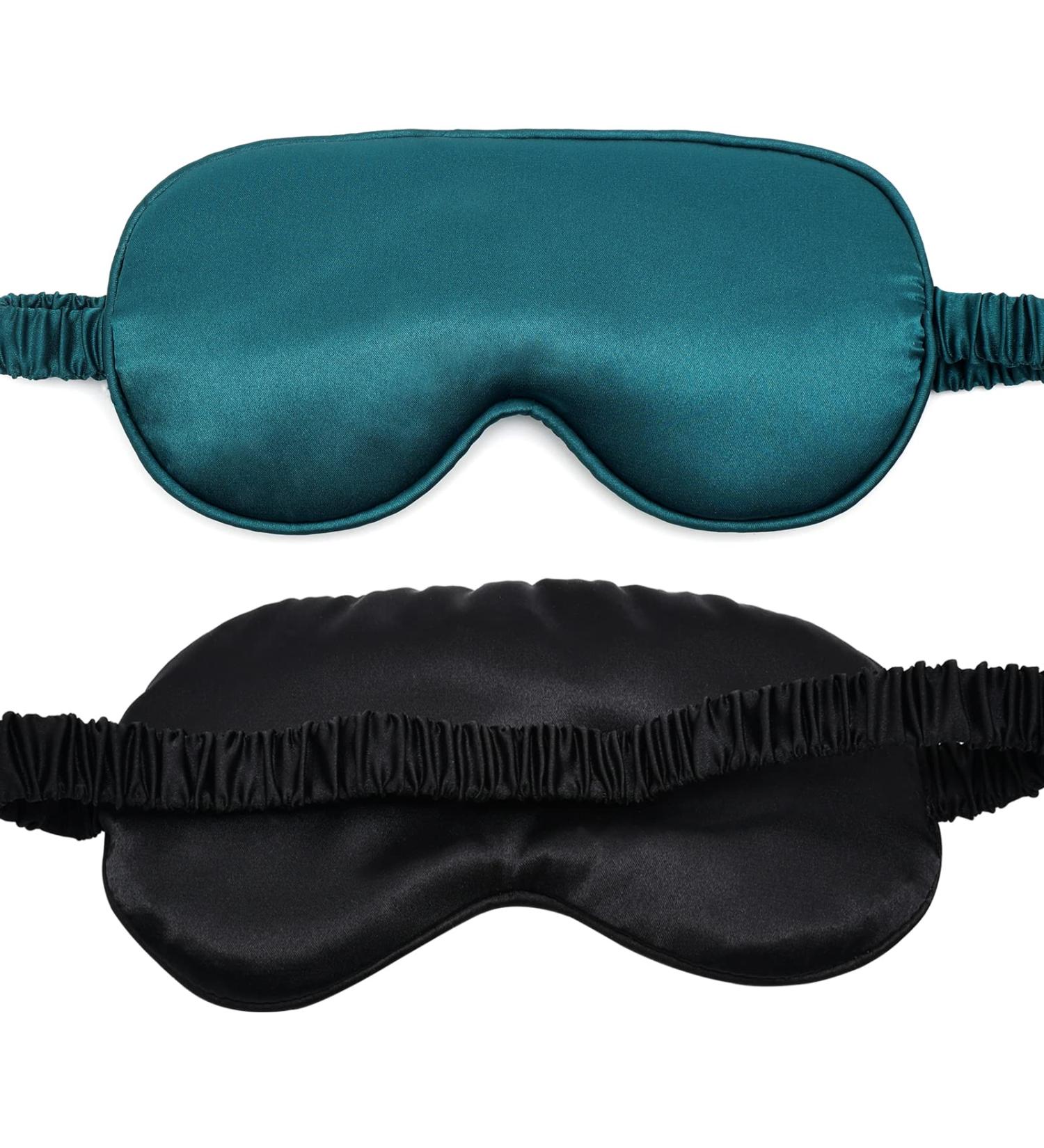 LERSVICVIL 2 Pack Satin Sleep Masks for Women Men - Black & Green | Soft Eye Mask Cover for Effective Shading & Comfortable Sleeping with Elastic Strap - Buy Online on GoSupps.com