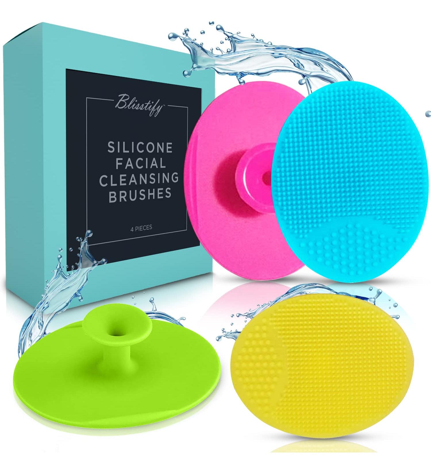 4 Pack Silicone Face Scrubbers - Exfoliating Facial Cleansing Brush Set for Women - Buy Online on GoSupps.com