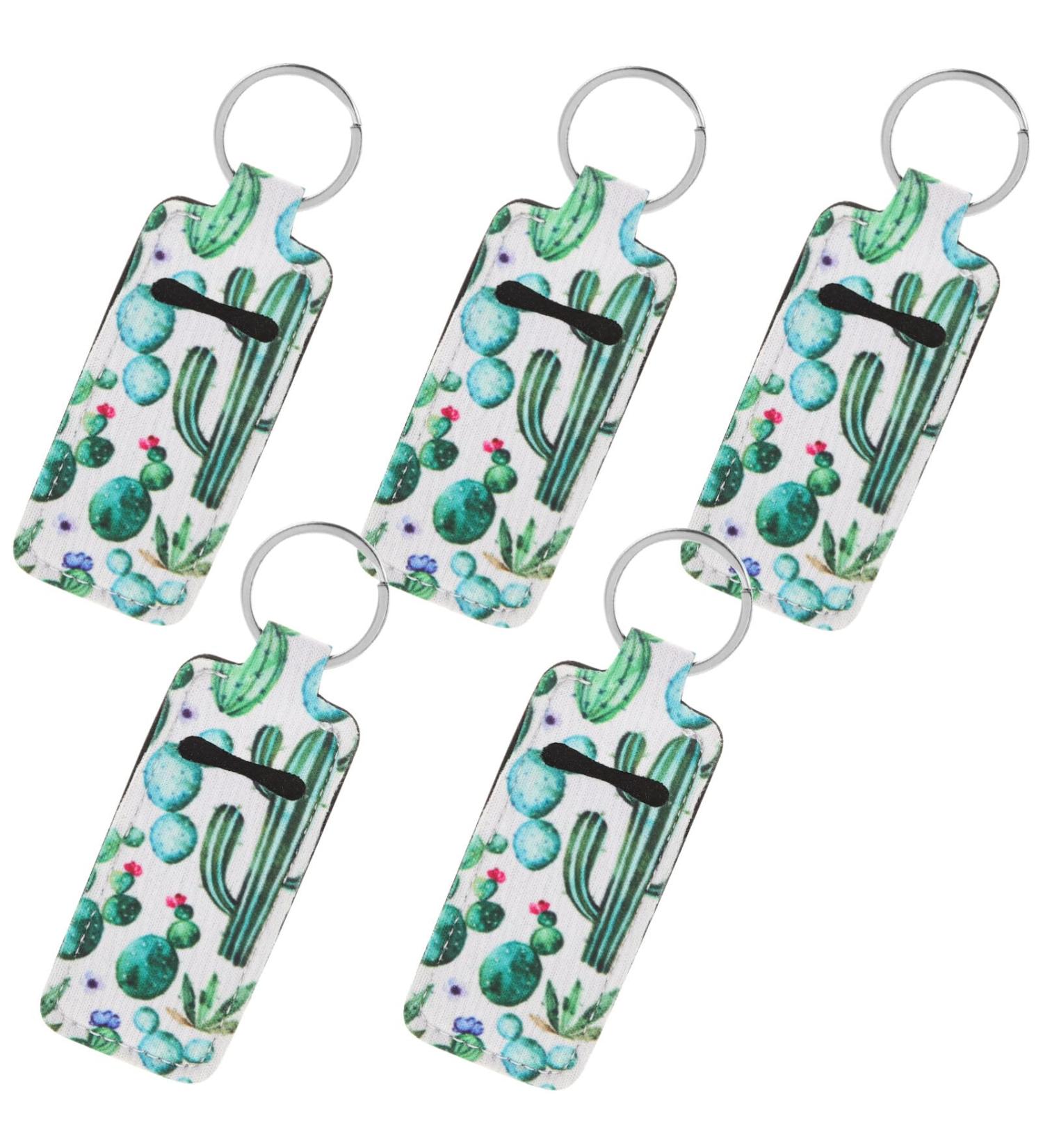 POPETPOP Lipstick Keychain Set - 5pcs Neoprene Lip Balm Holder Clips | Portable Cactus Design for Easy Carry & Style - Buy Online on GoSupps.com