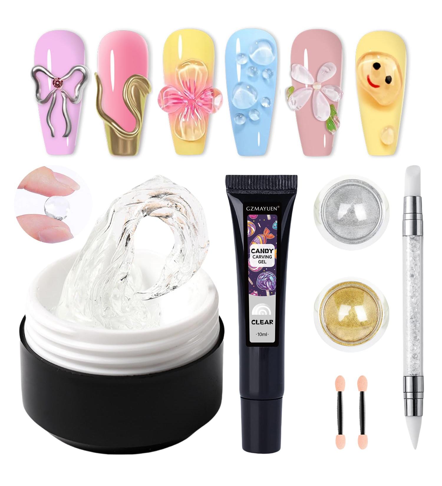  GZMAYUEN Solid Clear Nail Builder Gel 15g 10g 3D Sculpture Gel 2pcs Nail Powder Mirror Effect Metallic Gold Silver Chrome for Manicure Salon DIY - Buy Online on GoSupps.com