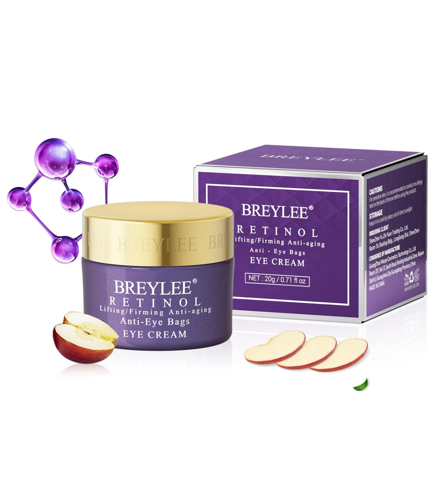 Breylee Retinol Eye Cream - Reduce Puffy Eyes, Dark Circles & Wrinkles, Firm Eye Skin - Natural Extracts - Buy Online on GoSupps.com