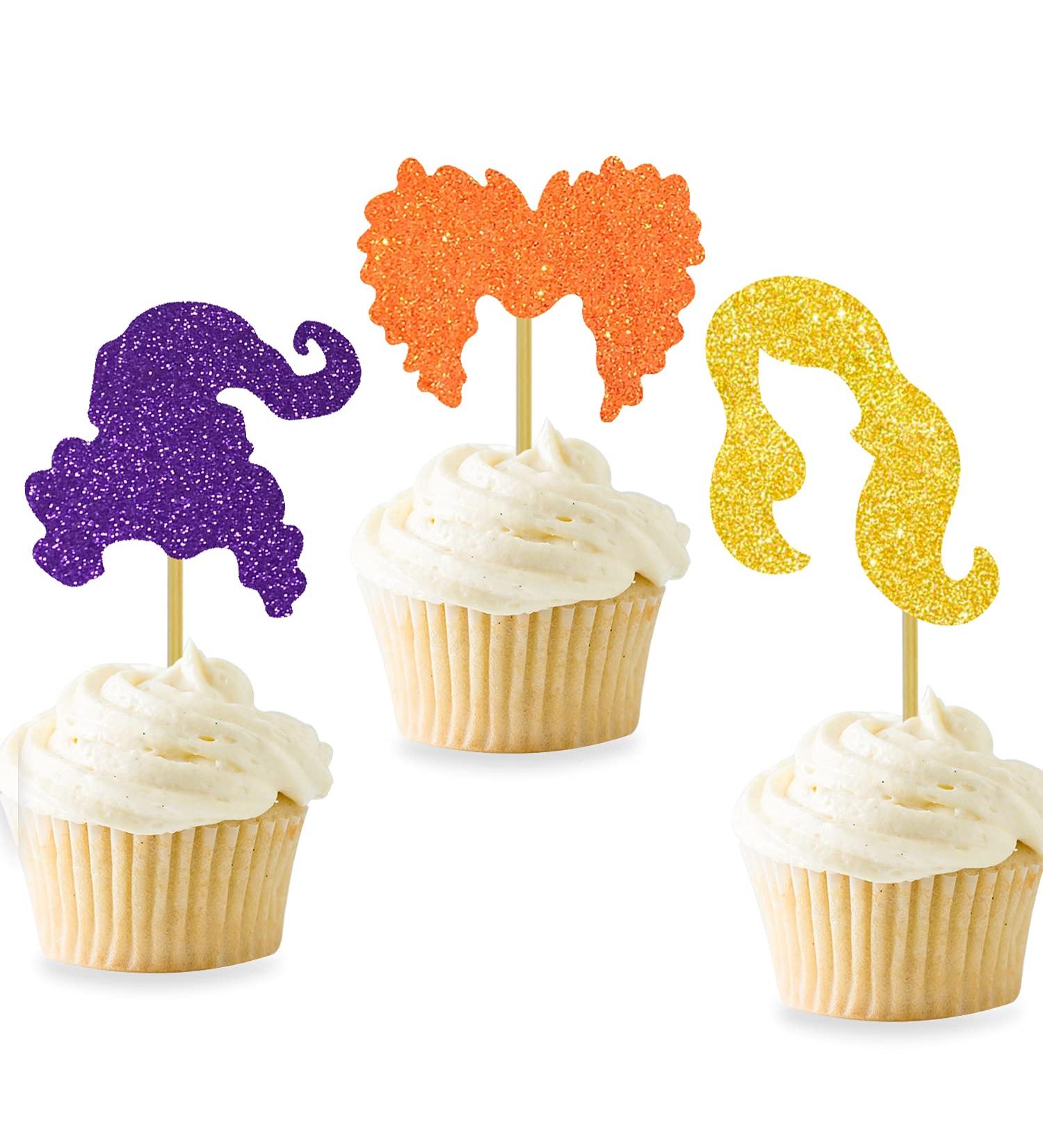 Hocus Cupcake Toppers Pocus Halloween Party Decorations Witch Hair Food Picks Trick or Treat Supplies - Buy Online on GoSupps.com