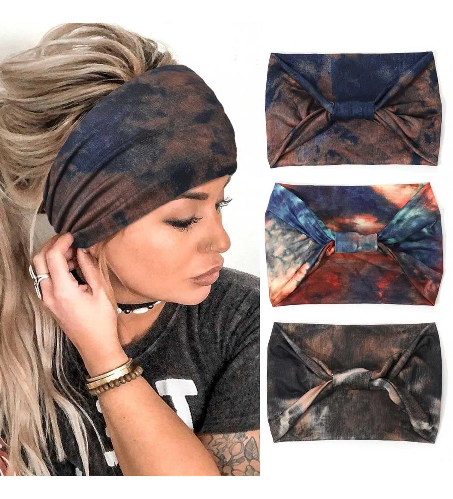 Zoestar Boho Frontal Ligaments - Stylish Batik Yoga Headscarf & Turban Headband Set for Women & Girls | 3-Piece Vintage Hair Accessories - Buy Online on GoSupps.com