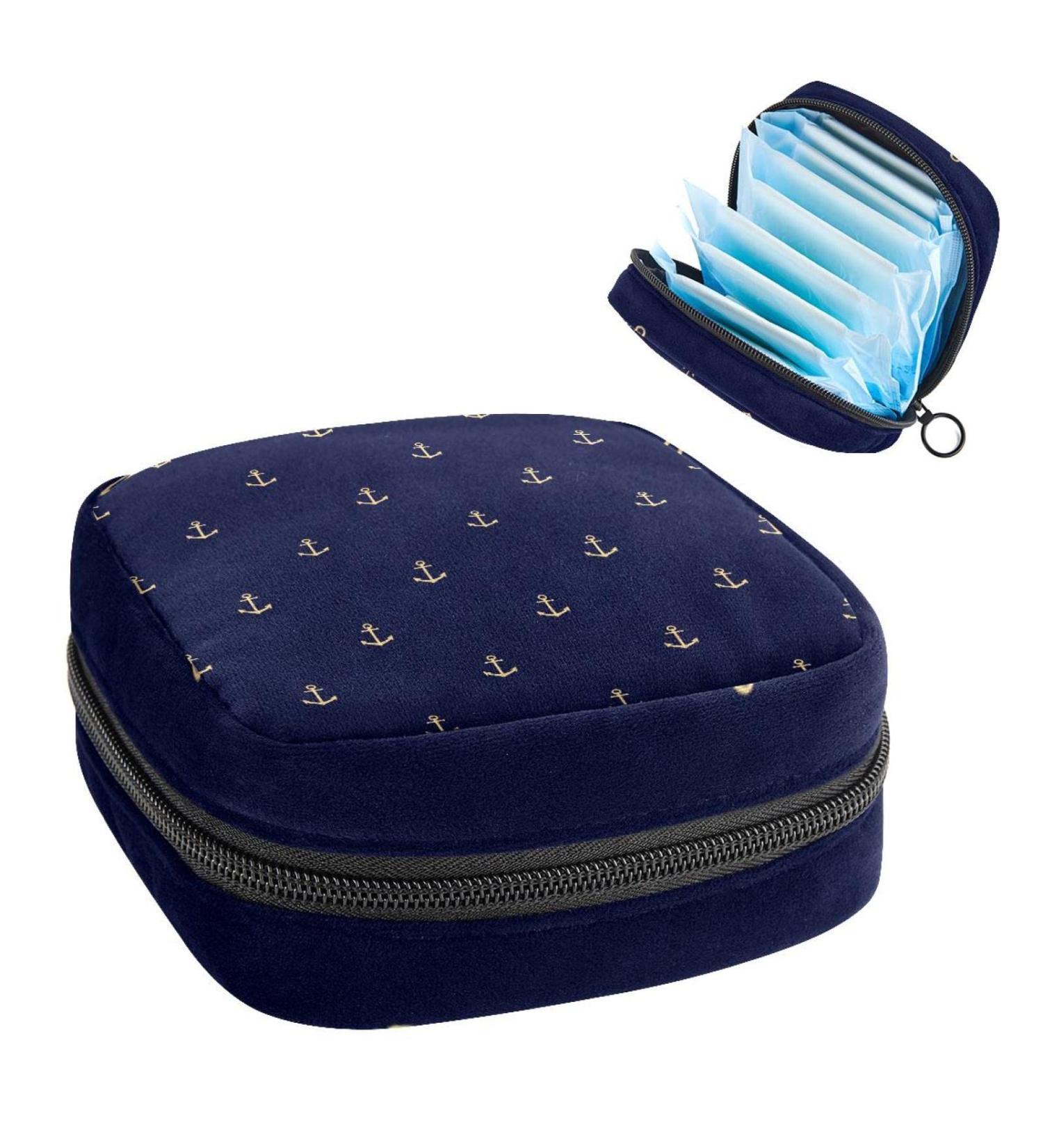 Ocean Anchor Nautical Sanitary Napkin Storage Bag - Portable Period Pouch for Women and Teen Girls - Multi-colored - Buy Online on GoSupps.com