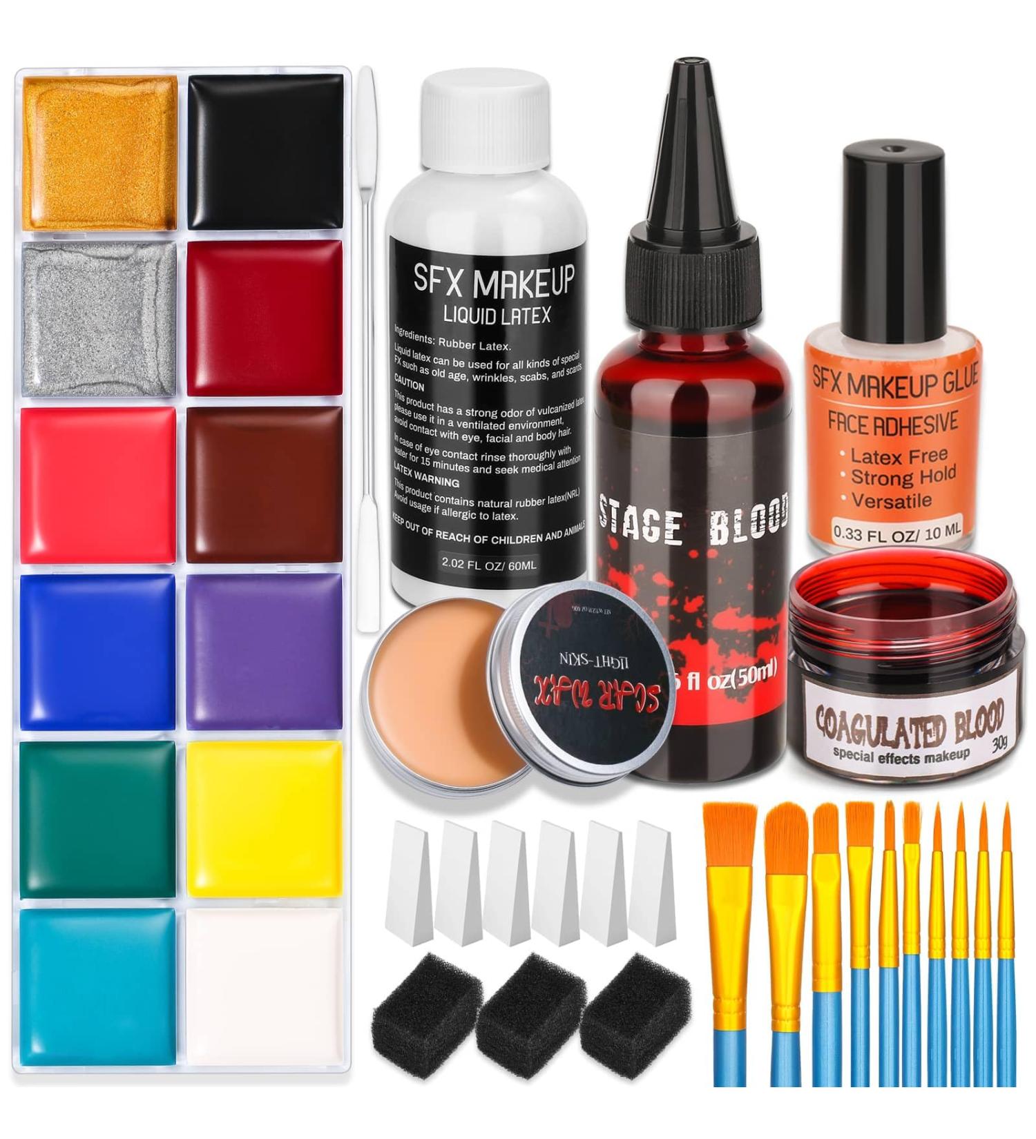 Buy Halloween SFX Makeup Kit - Special Effects Makeup with Face Body Paint Fake Blood Scar Wax & More for Clown Cosplay & Halloween Decor - International Shipping - Buy Online on GoSupps.com