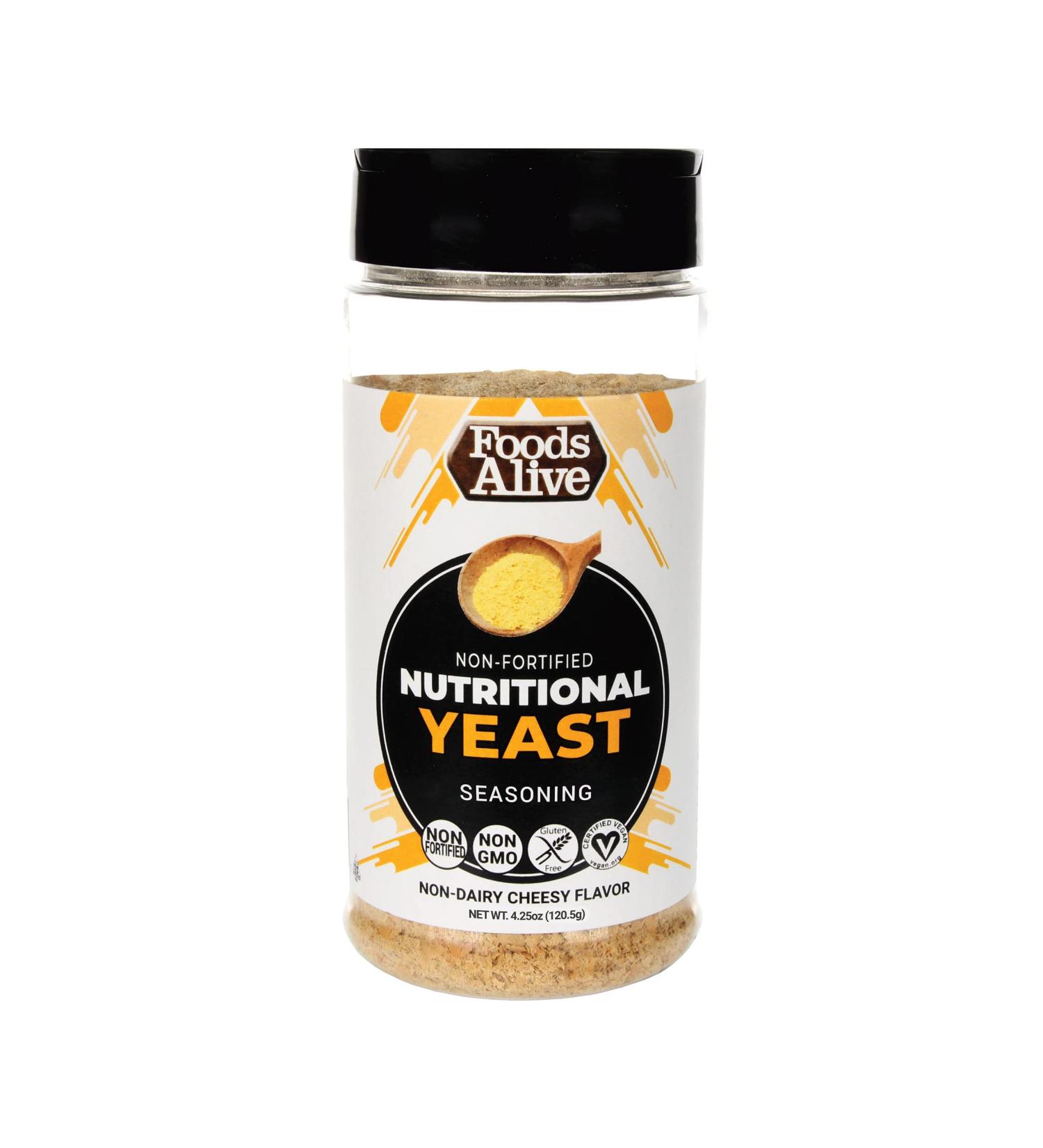 Foods Alive Nutritional Yeast Flakes (4.25oz) - Non Fortified, Gluten Free Plant Based Protein | Vegan Cheese Powder, Popcorn Seasoning, Flavor Booster - Keto & Whole Foods - Buy Online on GoSupps.com