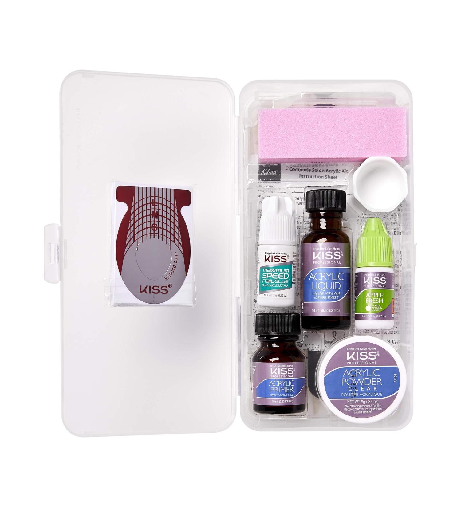 Buy KISS Complete Salon Acrylic Fake Nails Kit - Manicure Essentials with Liquid Primer Powder & Glue - Long Bubble Free Nails for Perfect Nail Art - Buy Online on GoSupps.com