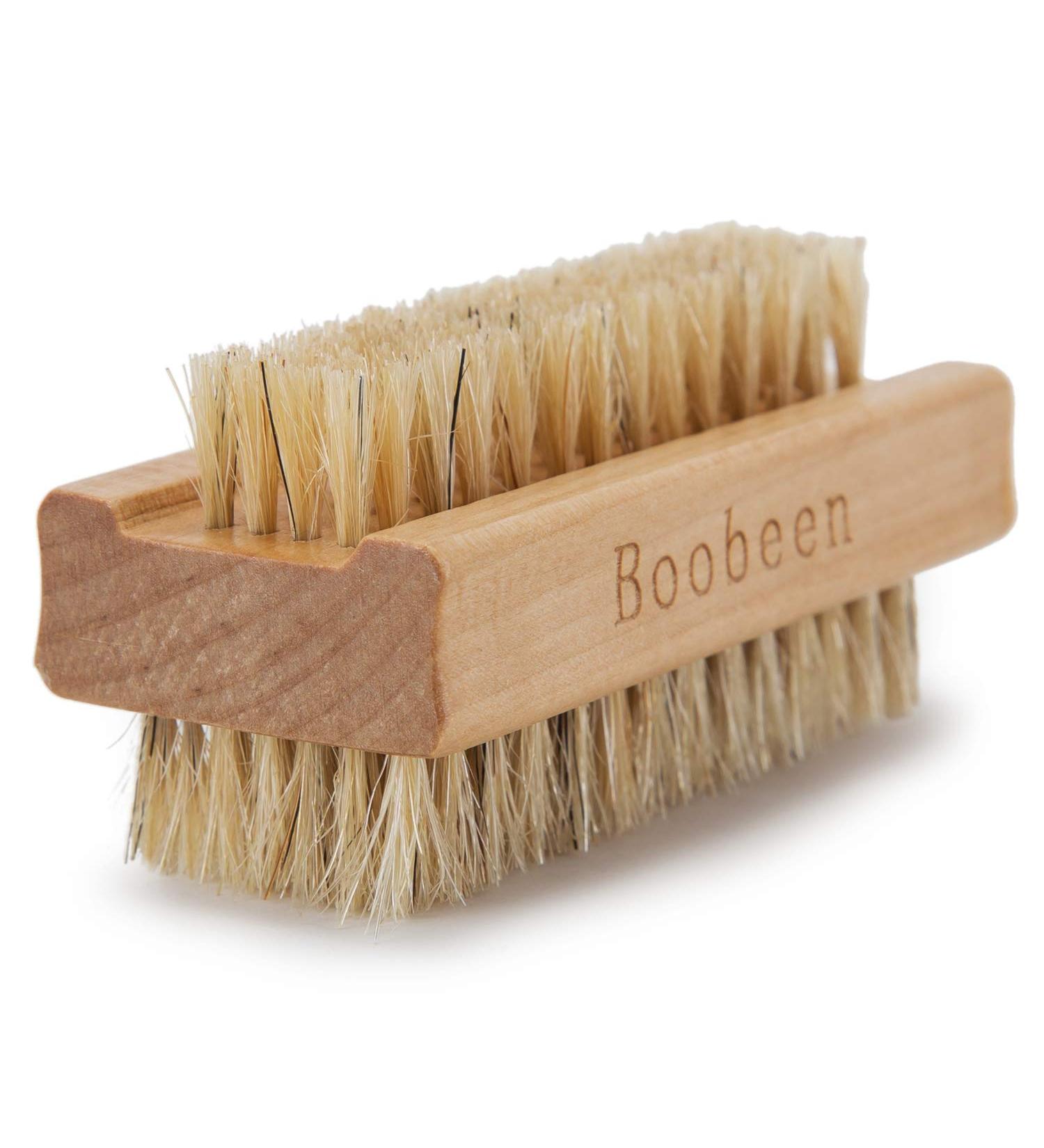 Boobeen Natural Pig Bristle Nail Brush - Hand & Foot Cleaner for Fingernail and Toenail Care - Khaki - Buy Online on GoSupps.com