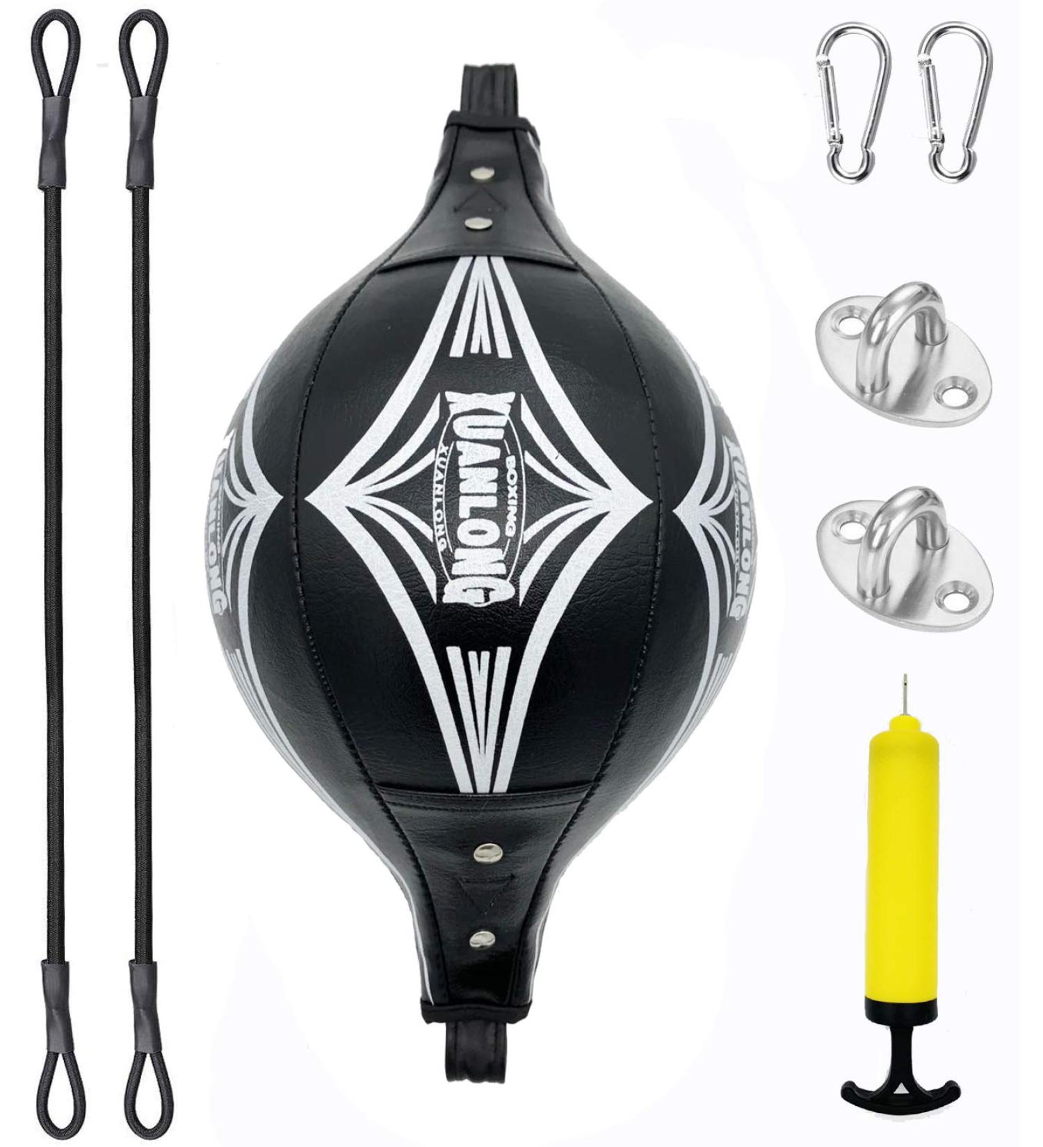 XUANLONG Double End Bag Boxing Speed Dodge Ball - Black PU Leather MMA Punch Bag for Home Gym Workout and Agility Training (Upgraded) - Buy Online on GoSupps.com