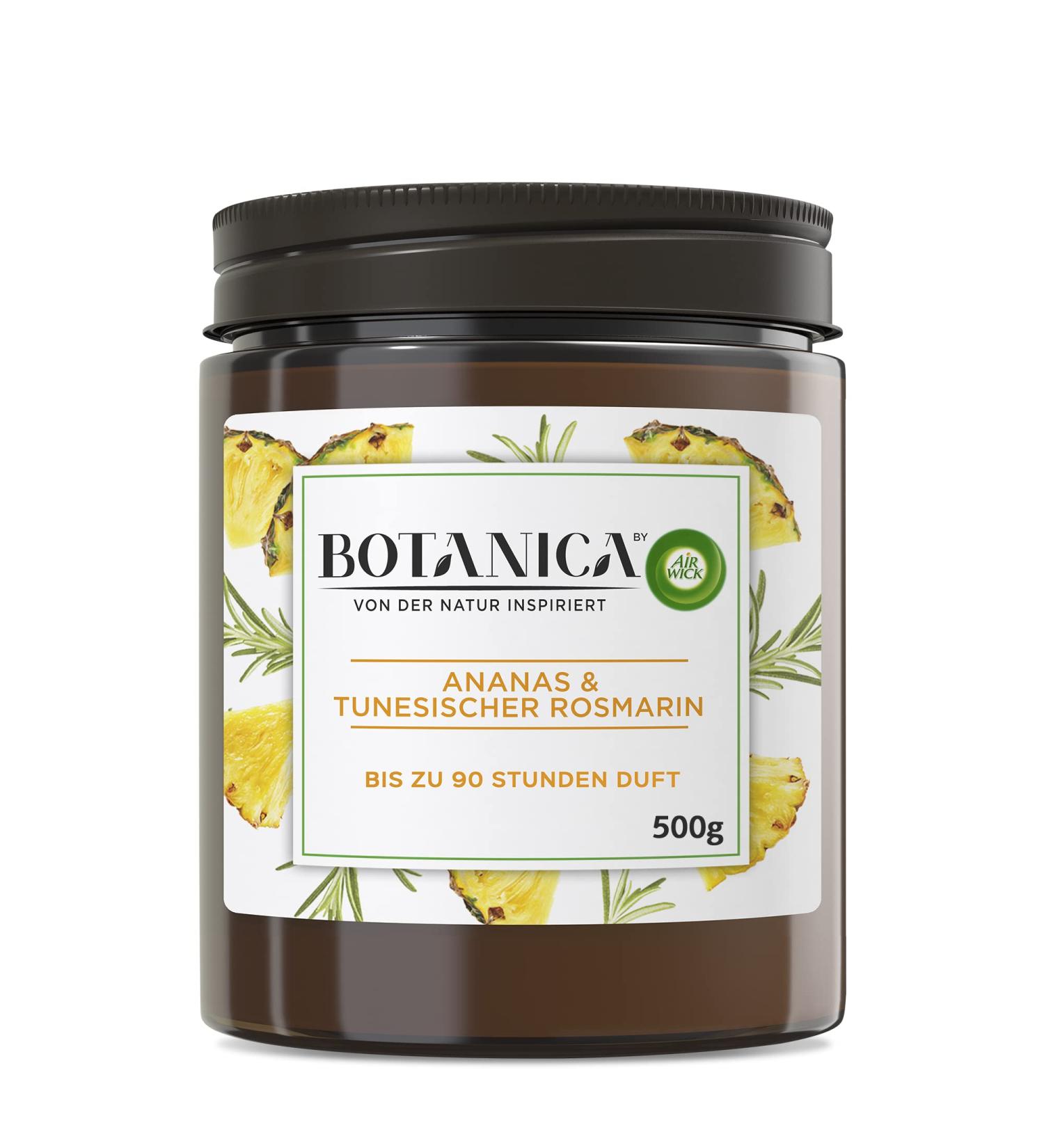 Botanica by Air Wick Large XL Candle - Pineapple & Tunisian Rosemary - 90 Hours Burn Time - Sustainable Natural Ingredients - 500g Glass Candle - Buy Online on GoSupps.com