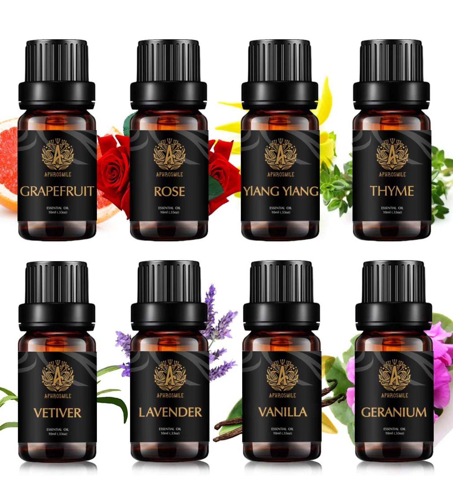 100% Pure Rose Essential Oil Set for Diffuser Aromatherapy Lavender Essential Oil Kit for Humidifier 8x10ml Therapeutic Grade Vanilla Vetiver Ylang Ylang Grapefruit Geranium Thyme Essential Oils - Buy Online on GoSupps.com