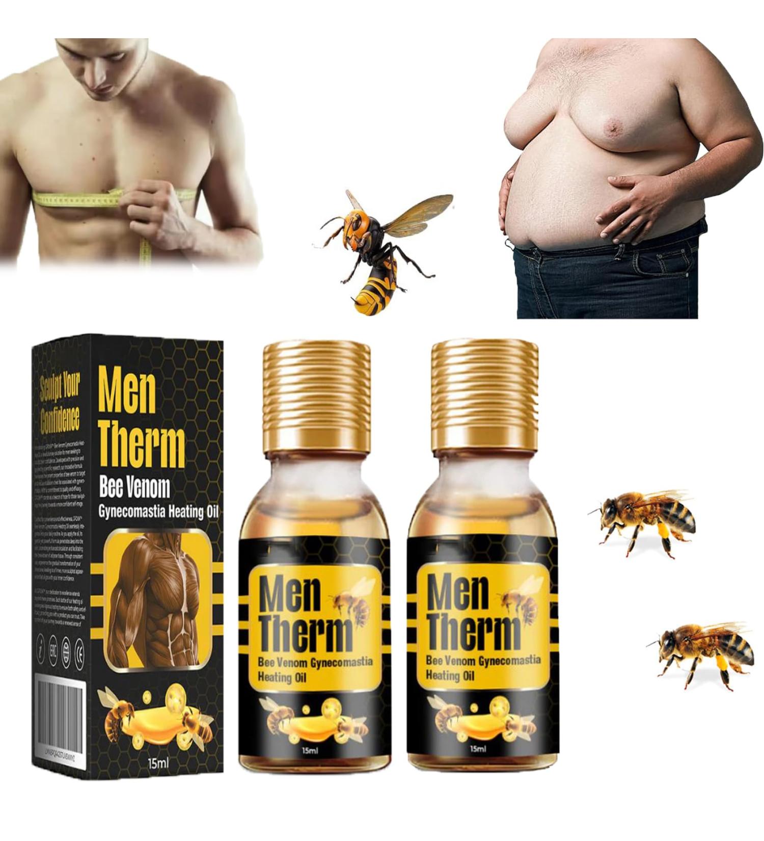 Men Therm Bee Venom - 2024 Best Men Therm Bee Venom Gynecomenia Heating Oil Men Therm Bee Venom Oil Gynecomenia Tightening Oil for Men (2PCs)
