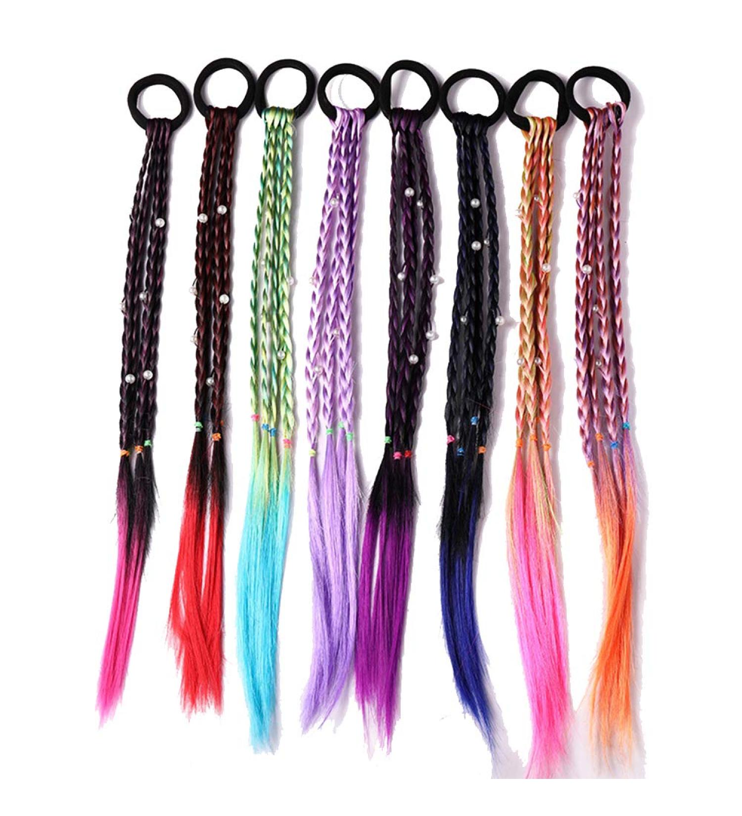 VIDELLY 8-Piece Colorful Hair Extensions Accessories Set for Girls - Wigs, Ponytails, Headbands & More - Buy Online on GoSupps.com