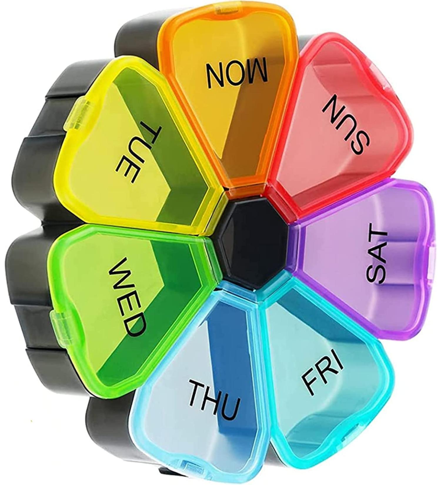 Weekly Pill Organizer - 7 Day Large Daily Pill Case for Vitamins Supplements & Fish Oil - Black - Buy Online on GoSupps.com