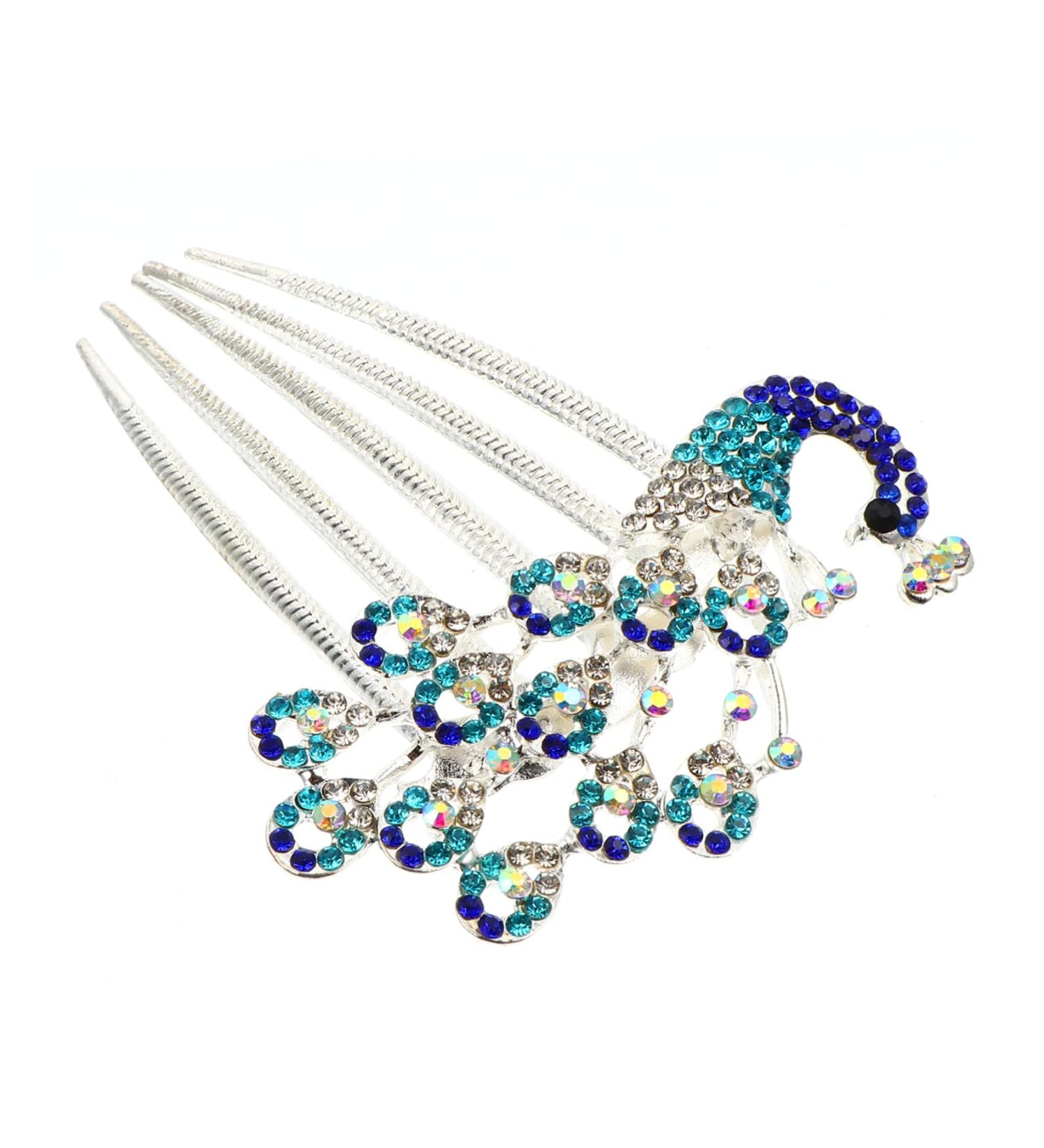 BELLIFFY Diamond Phoenix Hair Comb Pearl Wedding Headpiece Rhinestone Barrette Comb Hair Combs for Women Blue Hair Accessories Wedding Headdress Hair Clip Hair Pin Bridal Hair Comb Alloy - Buy Online on GoSupps.com