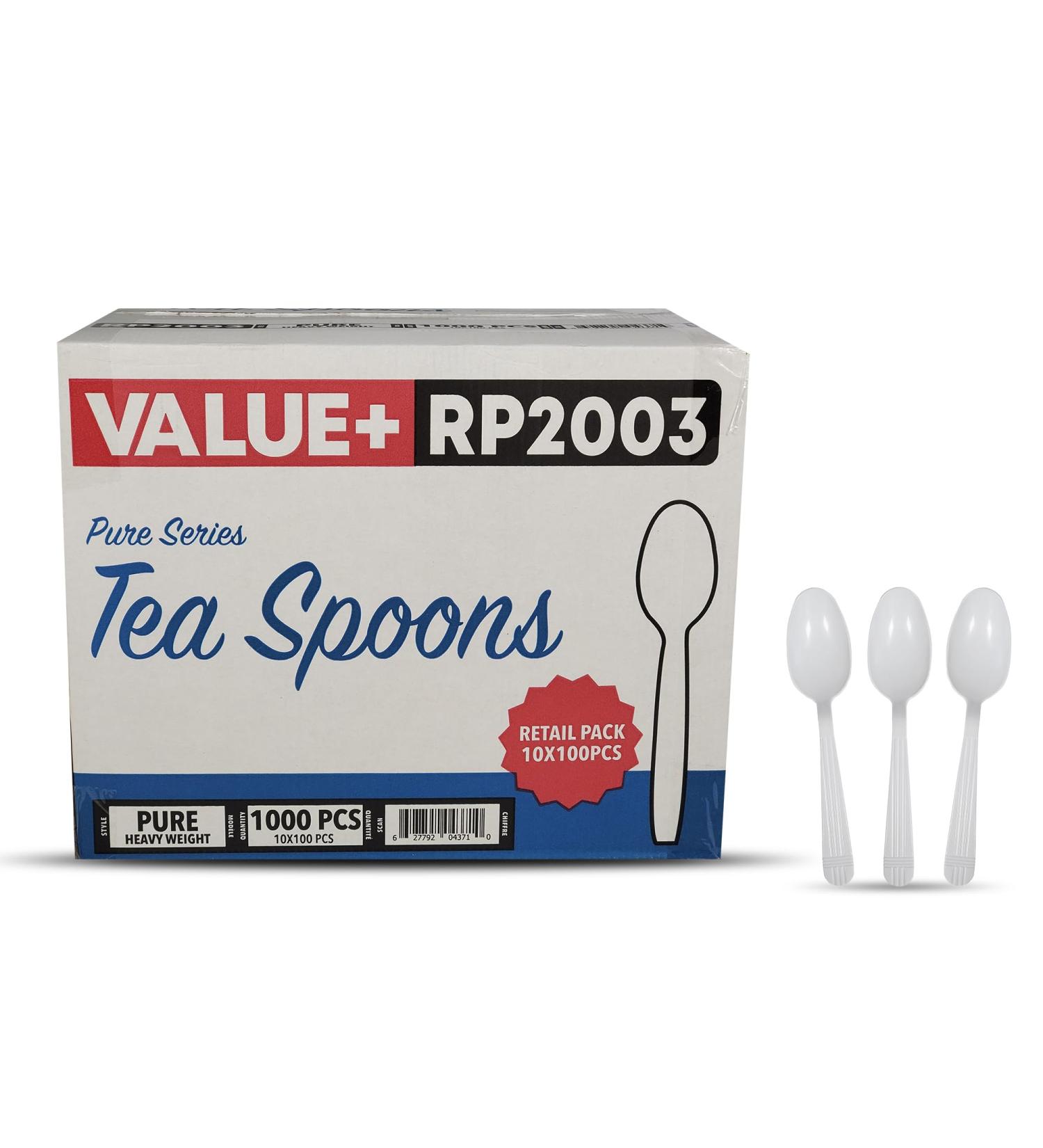 Value Plus (1000 Count) White Disposable Teaspoon Heavy Weight Polypropylene Cutlery for Birthday Party Picnic Barbecue Ideal for Office & Take Away - Buy Online on GoSupps.com