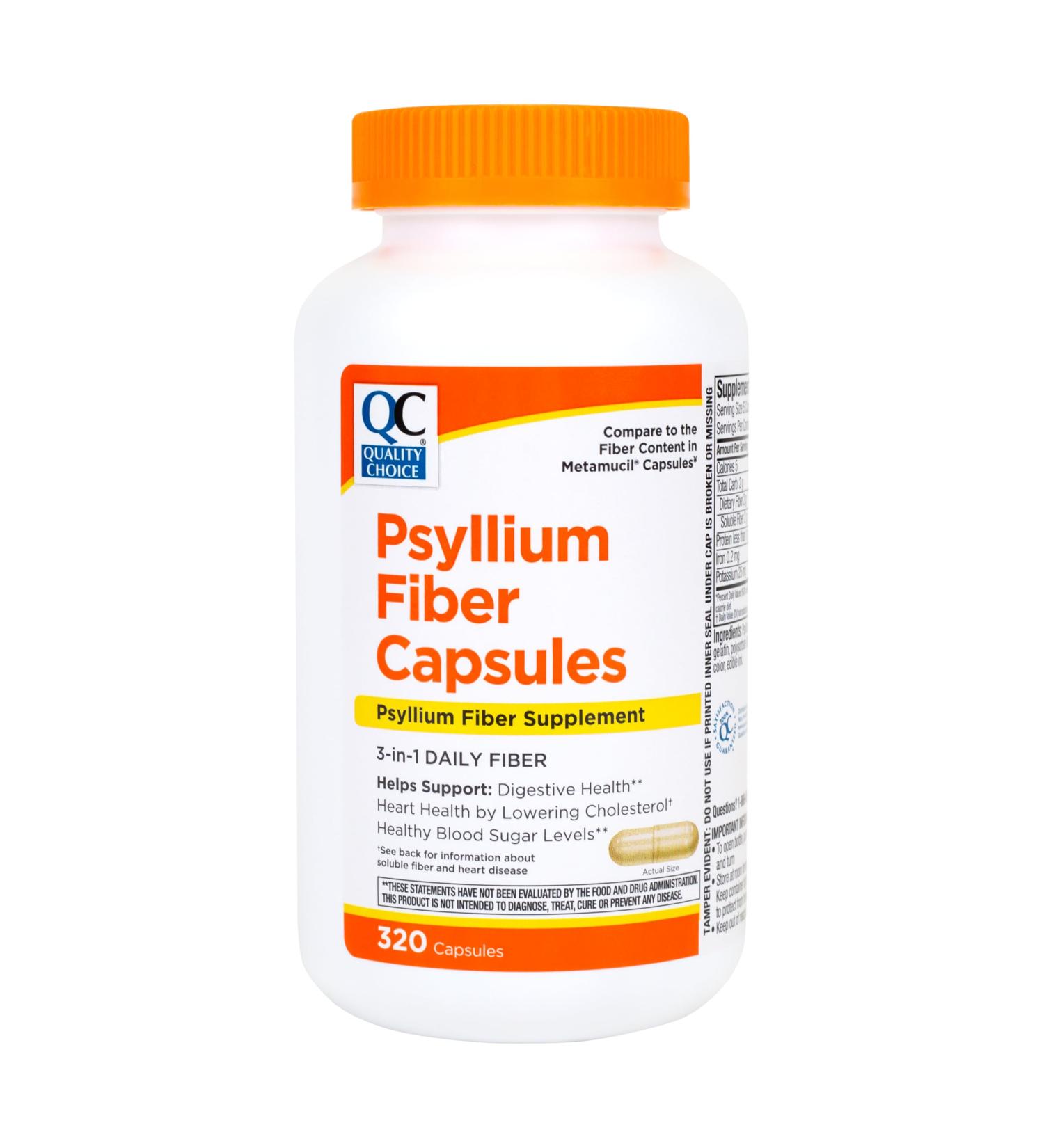 Quality Choice Psyllium Fiber Capsules 1.8 Grams of 3 in 1 Soluble Fiber per Serving for Regularity. Plant Based Value Size Convenient Daily Supply 320 Count. - Buy Online on GoSupps.com