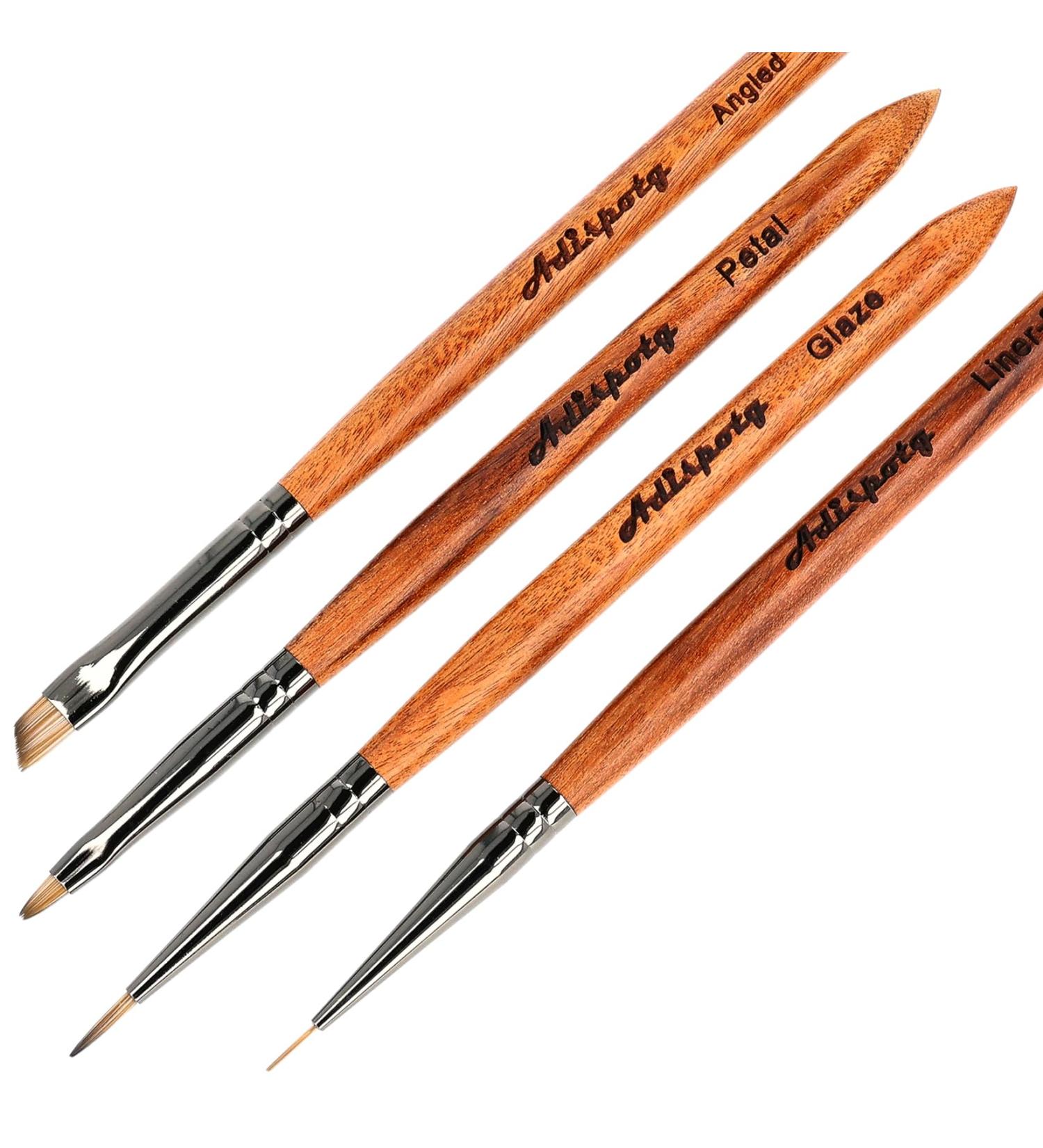 Buy 4pcs Acrylic Nail Brush Set - Pure Kolinsky Bristles for Gel Polish & 3D Nail Art - Professional Salon Quality with Sandalwood Handle - Buy Online on GoSupps.com