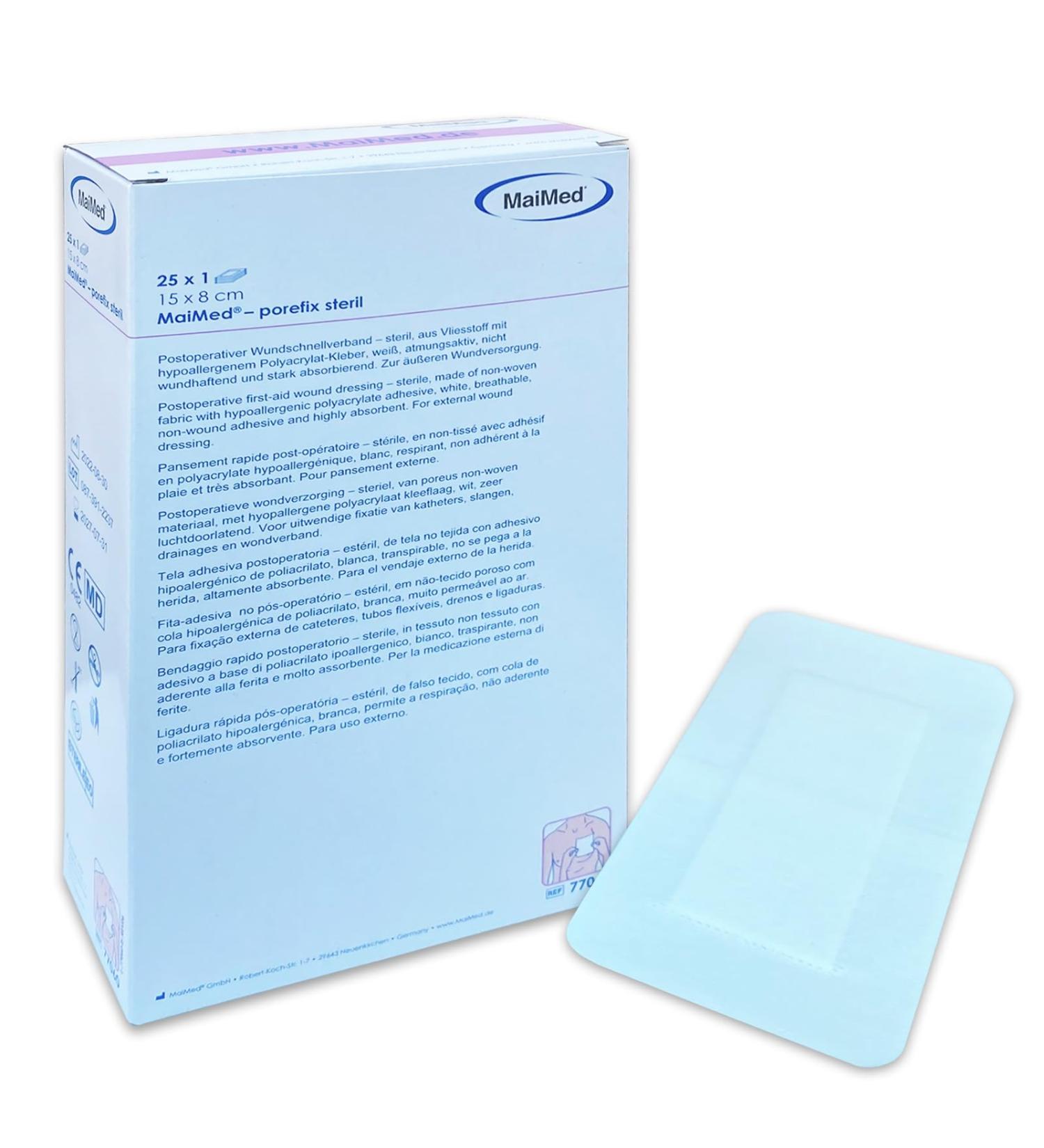 Plaster Large Sterile Wound Dressing 15x8 cm - Latex-Free 25 Individually Packed - Sensitive Skin - International Shipping - Buy Online on GoSupps.com