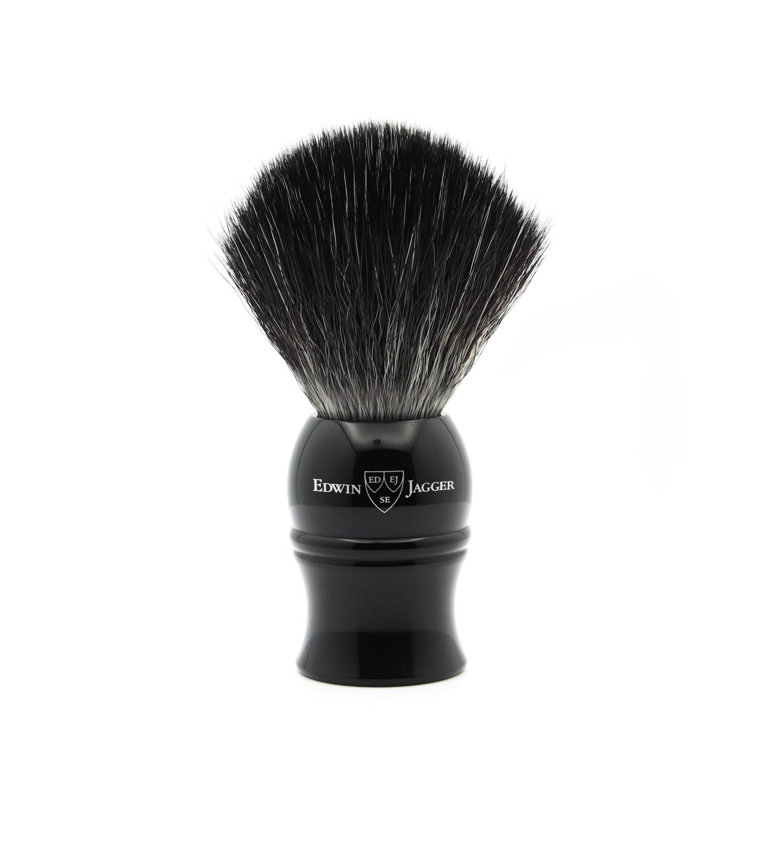 Edwin Jagger 1EJ336SYN Classic Black Vegan Exfoliating Shaving Brush - Imitation Ebony - Buy Online on GoSupps.com