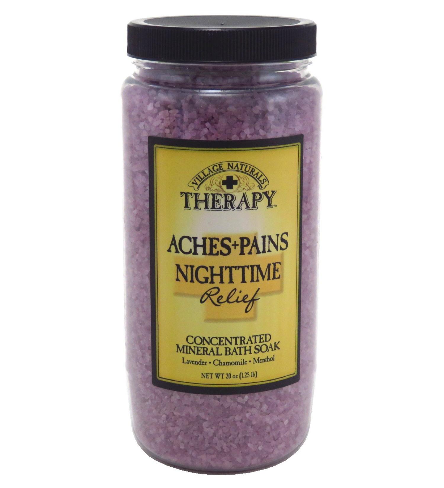 Village Naturals Aches & Pains nighttime Relief mineral bath Soak  20 Ounce