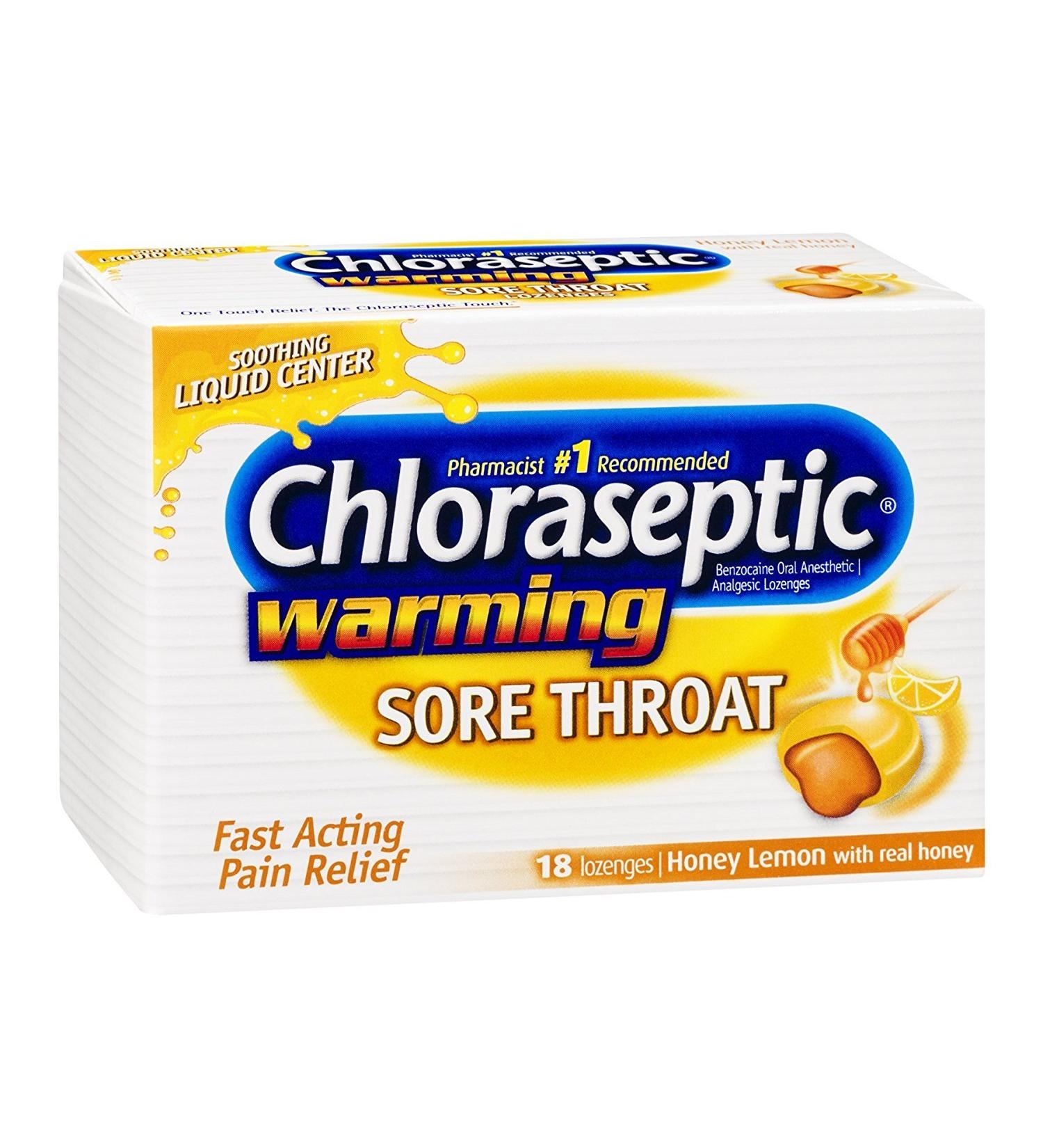 Chloraseptic Warming Sore Throat Lozenges Honey Lemon - 18 CT