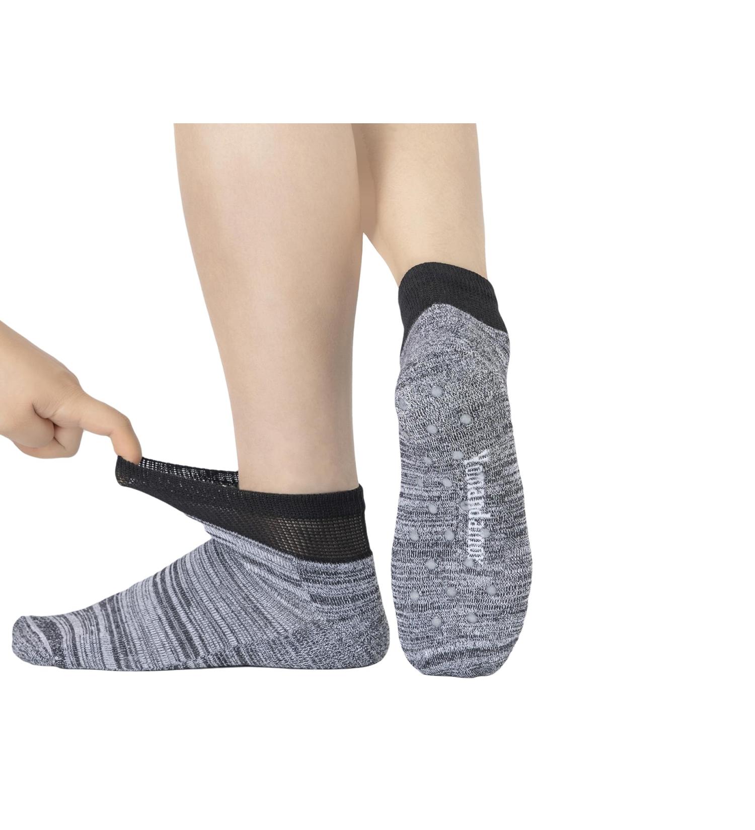 Yomandamor 5 Pairs Men's Bamboo Non-Slip Diabetic Low-Cut Socks (Size 10-13, Black) - Buy Online on GoSupps.com