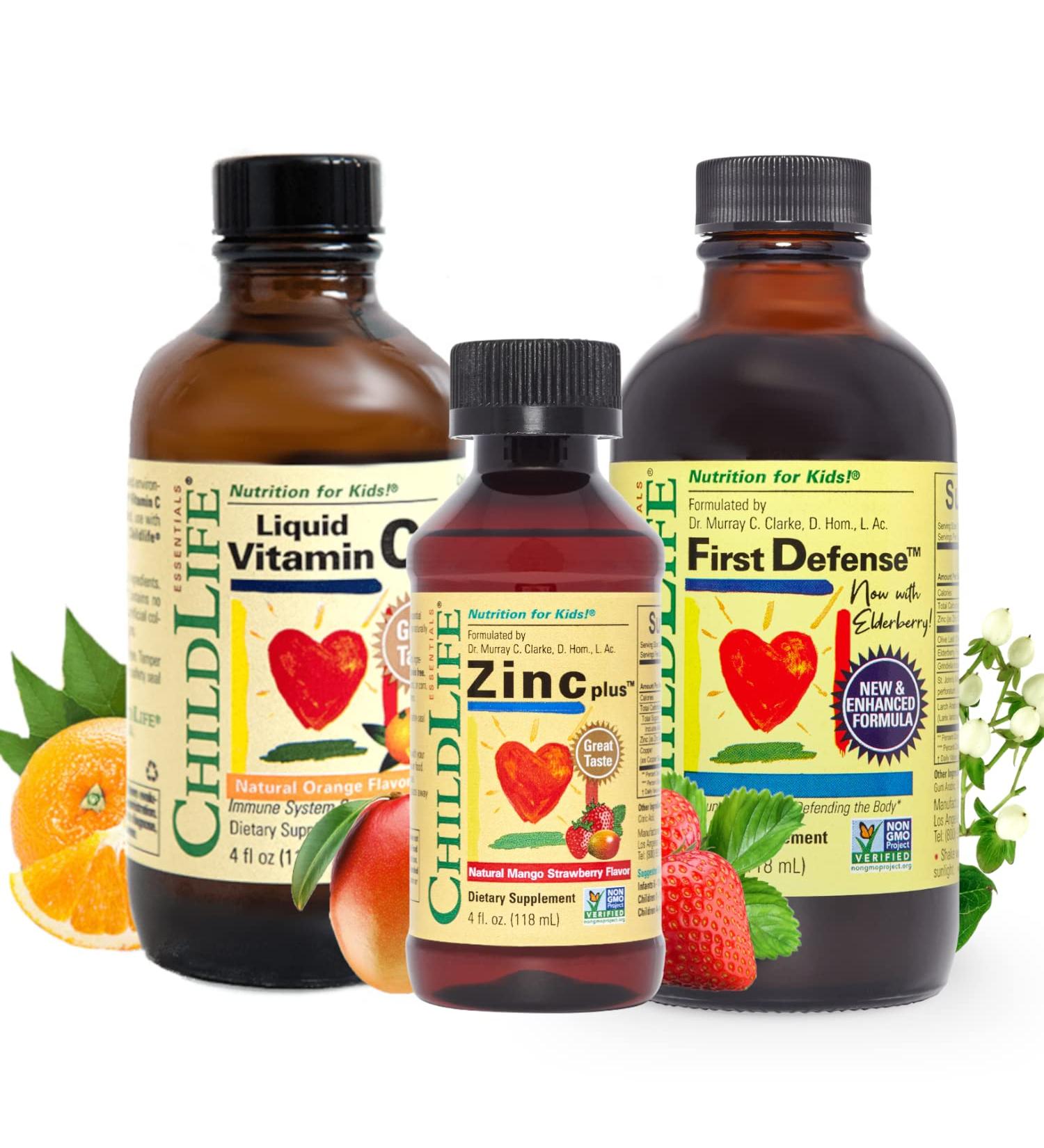 ChildLife Immune Support Bundle - Vitamin C First Defense & Zinc for Kids | All-Natural, Allergen-Free, Non-GMO - Variety of Flavors - Buy Online on GoSupps.com