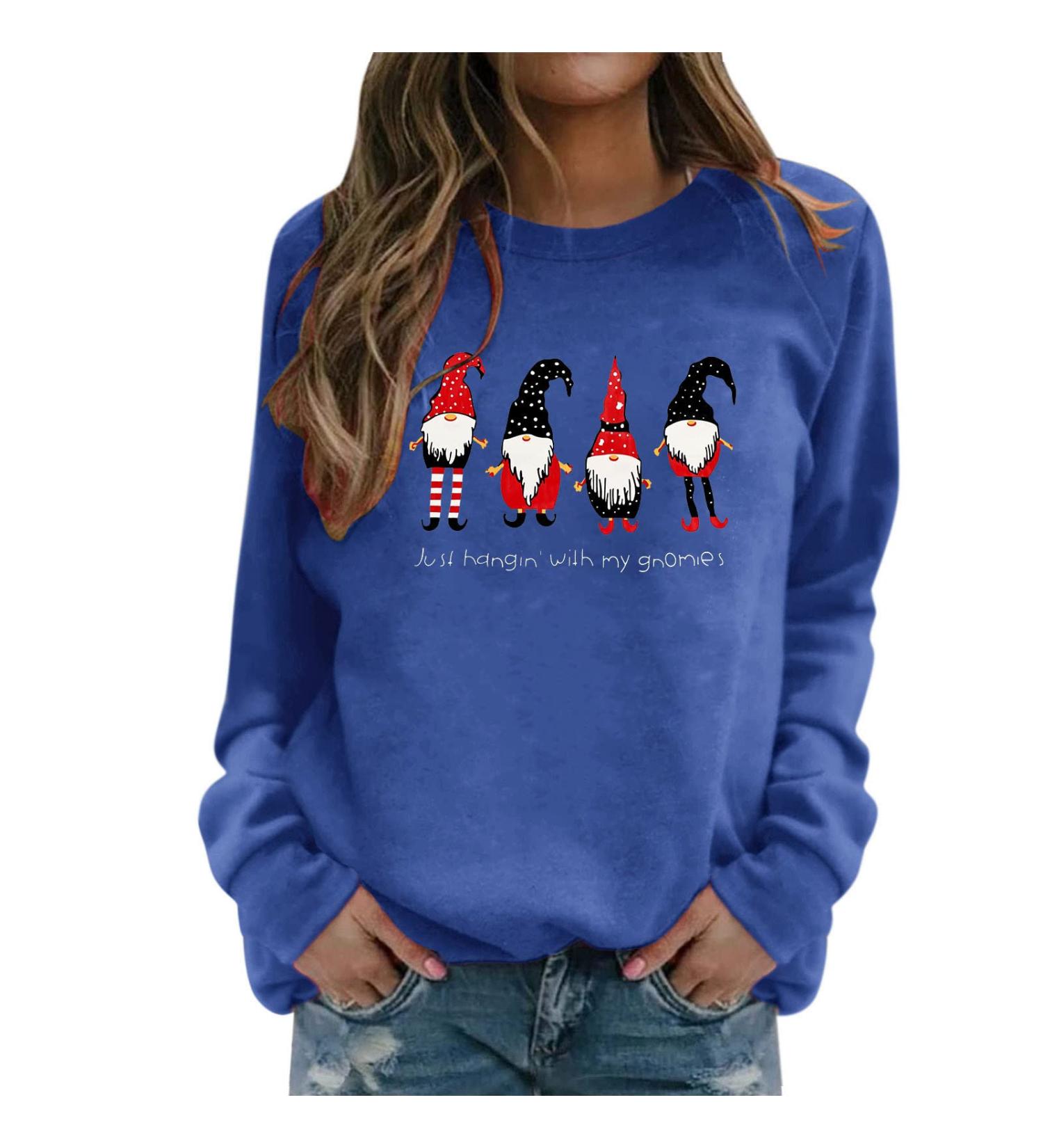 Shop Women's Christmas Sweaters | Rudolph Reindeer Elf & Santa Hooded Sweatshirts - Beige & Blue M - Buy Online on GoSupps.com