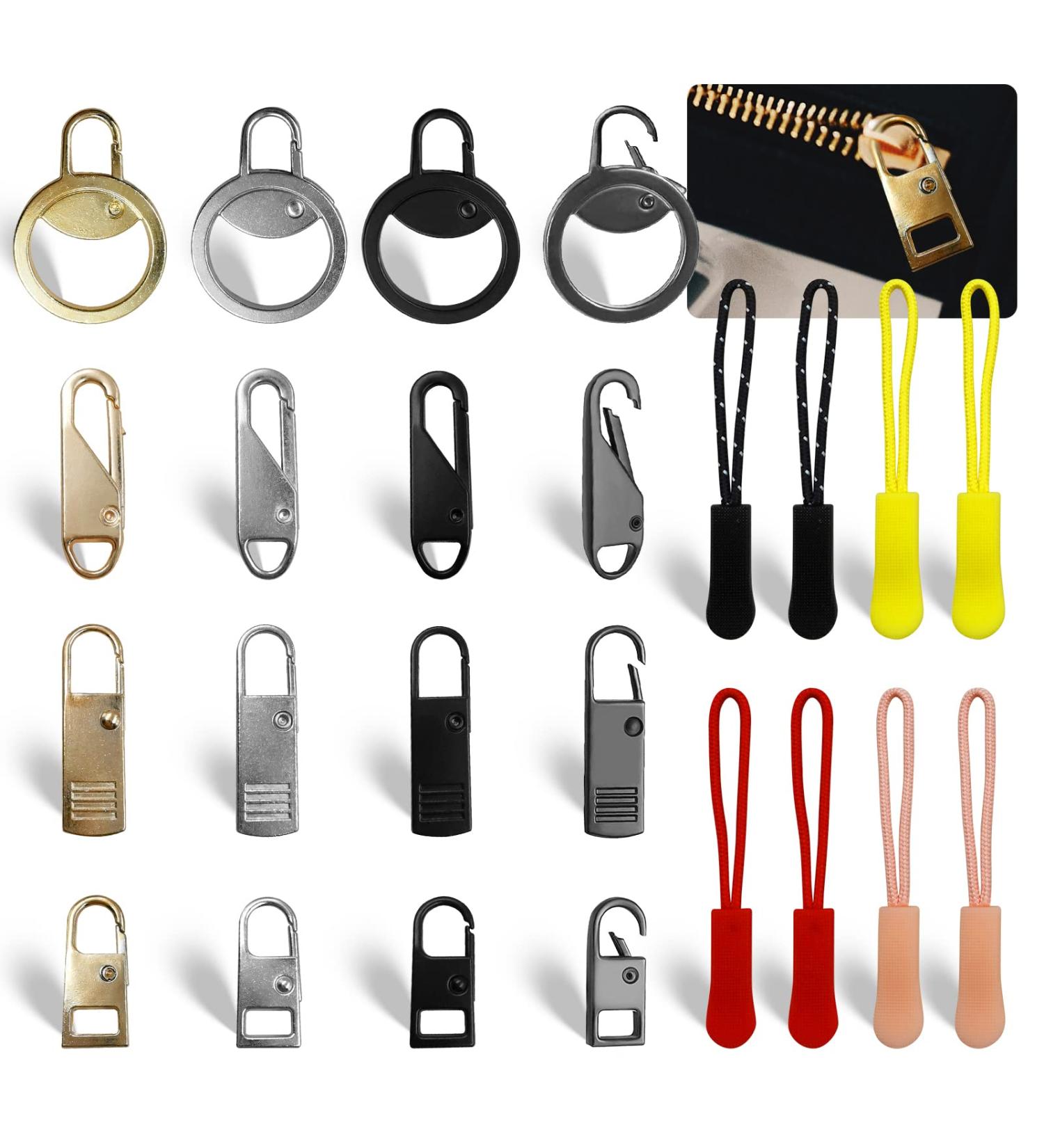DailyTreasure Zipper Pull Set - 16 Zipper Pulls + 8 Slides 4 Unique Shapes for Jackets & More - International Shipping Available - Buy Online on GoSupps.com