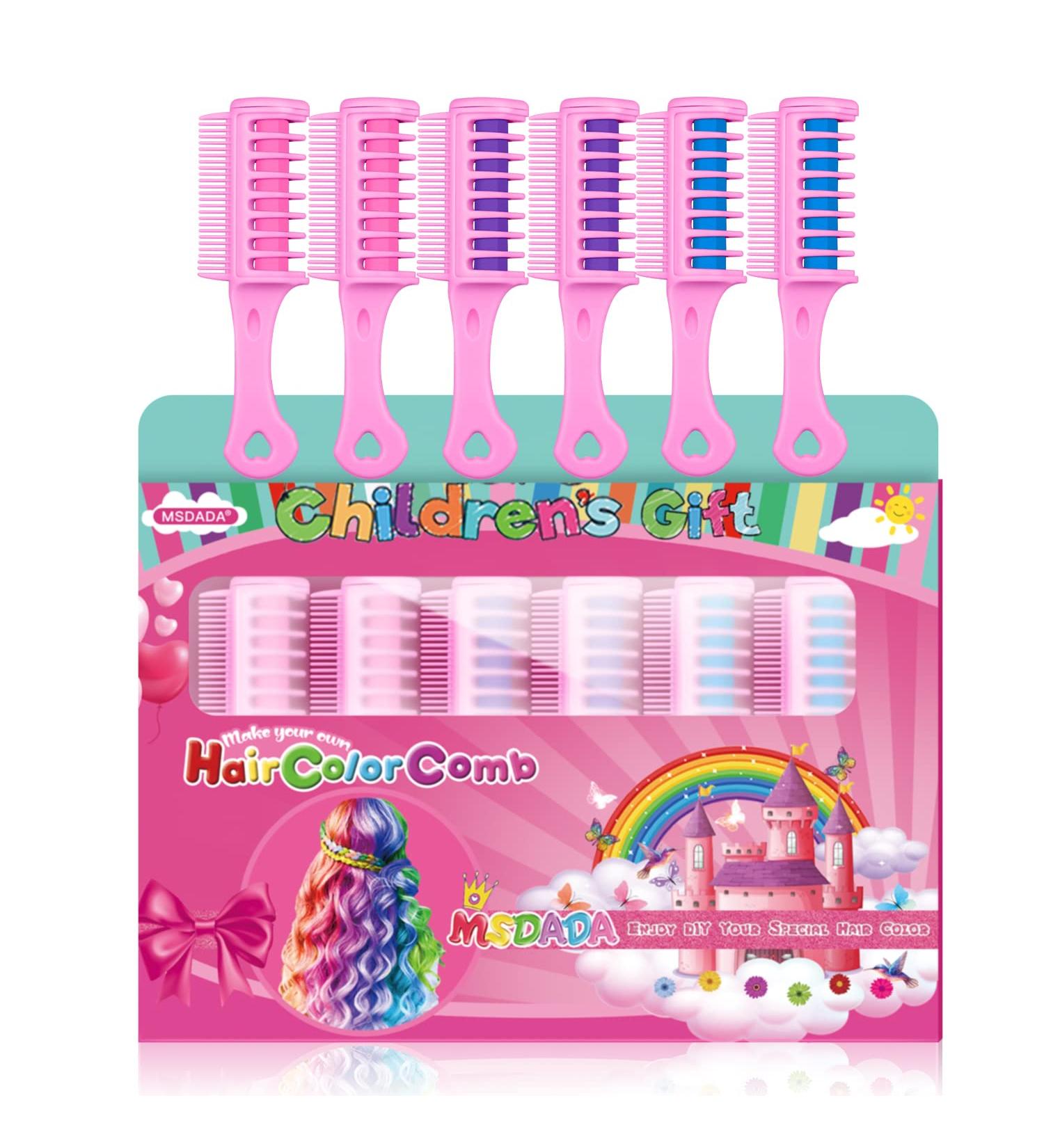 Kids Hair Chalk Comb Set - Washable Temporary Hair Color Dye for Ages 5-10+ | Birthday Party Gift & Cosplay DIY | Blue, Pink, Purple | Children's Days - Buy Online on GoSupps.com