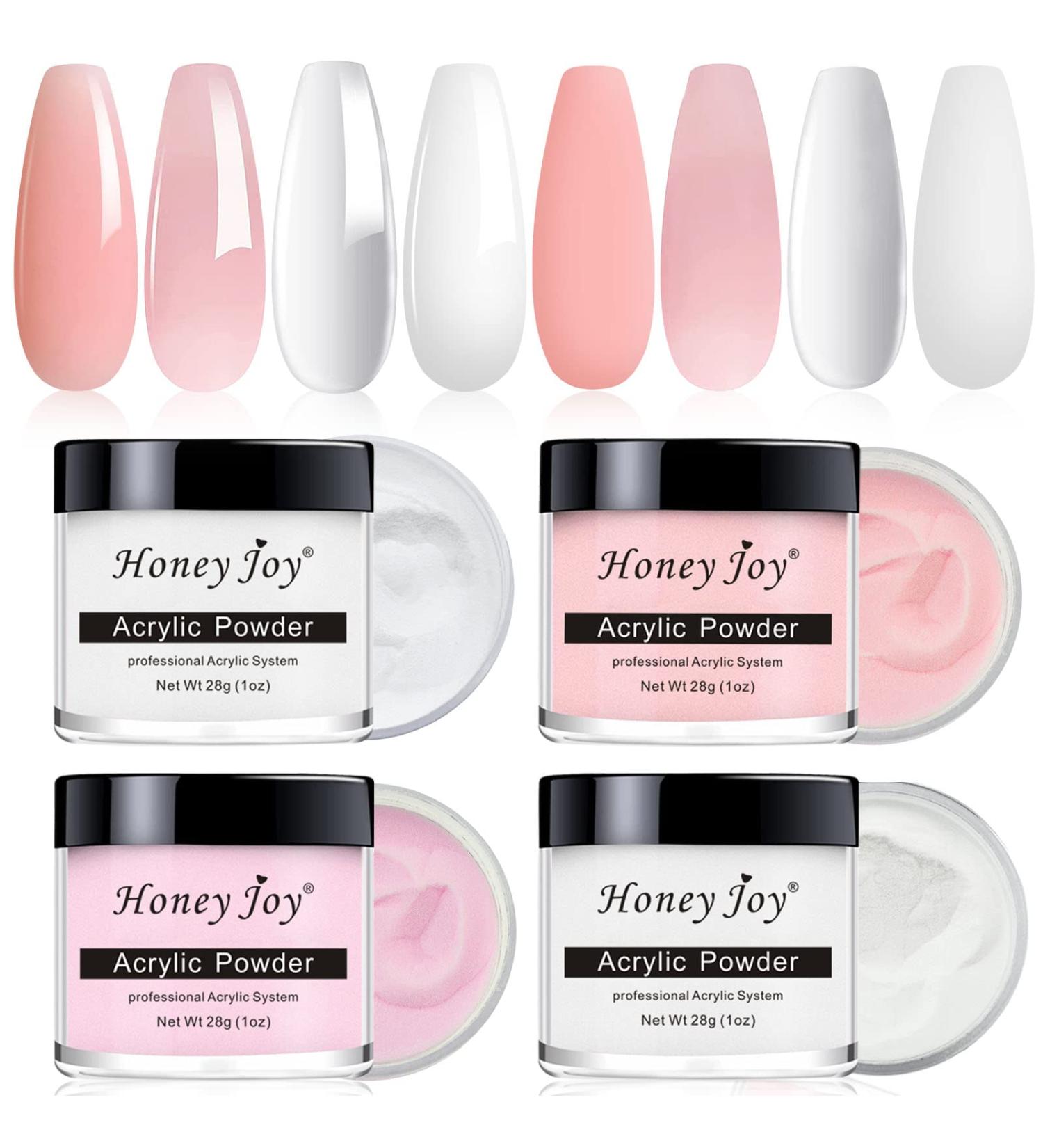 Acrylic Nail Powder Set - 4 Colors (Clear, French White, Nude, Pink) for Nail Extension & 3D Carving - Professional Polymer Colored Acrylic Powder - 28g - UK - Buy Online on GoSupps.com