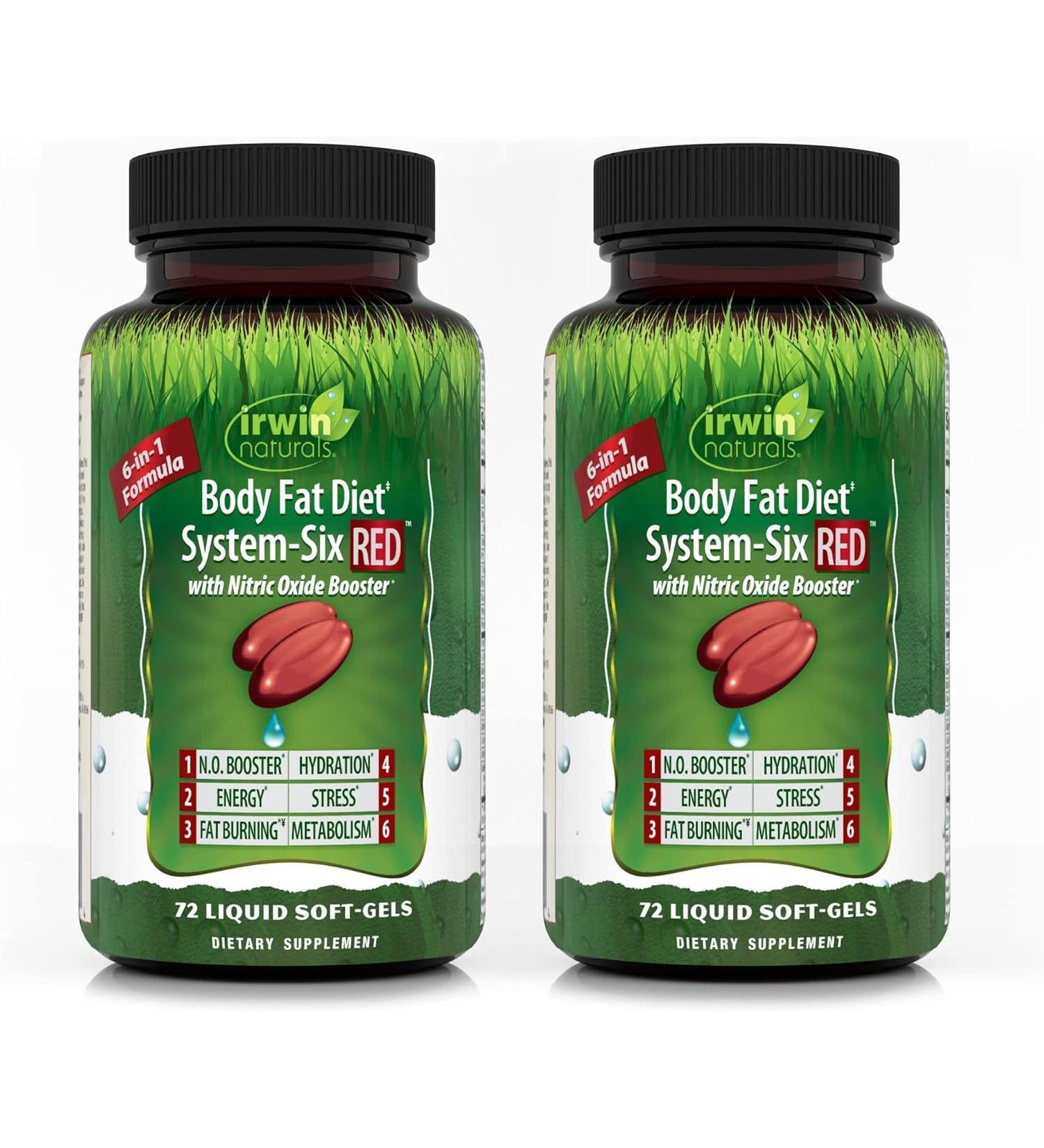 Irwin Naturals Body Fat Diet System-Six RED 72 Liquid Soft-Gels - 2 Pack - Buy Online on GoSupps.com