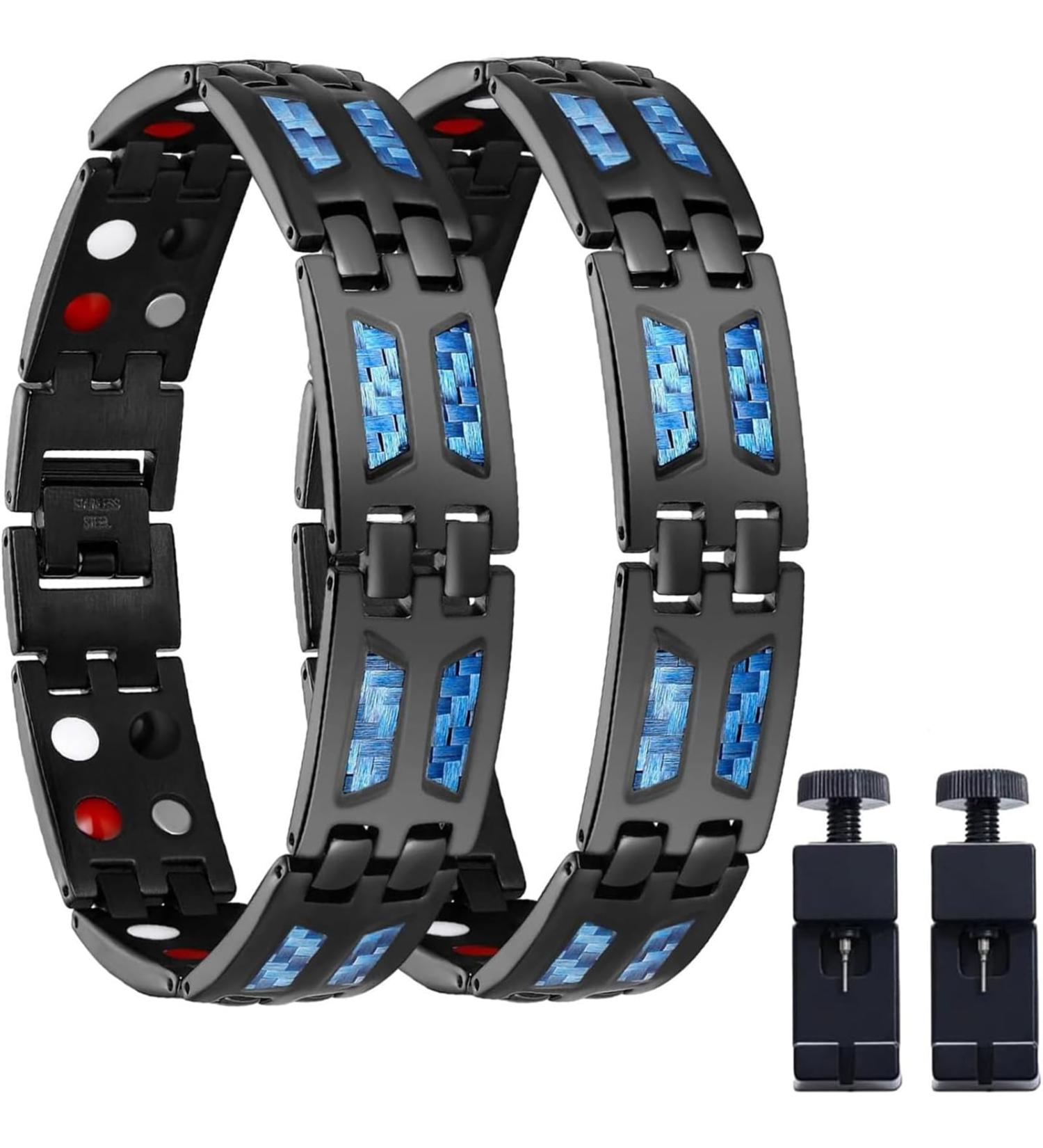 OVEALLGO Titan Therapy Magnet Hardship Bracelet Set - Adjustable Titanstahl Apus & Lymphedema Magnet Ring (2 Pieces) - International Shipping Available - Buy Online on GoSupps.com