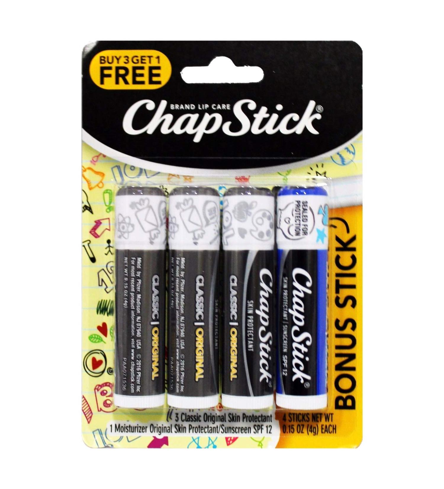 ChapStick 3 Classic Original Skin Protectant + 1 Moisturizer Original Skin Protectant/Sunscreen