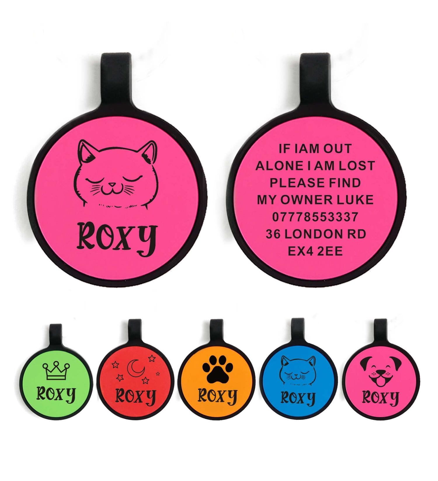 Dog Tag Personalised Dog Name Tag Custom Dog ID Tag Dog Tags for Pets Engraved Silicone Dog Tag for Cat Pet Dog Puppy Personalised Dog Collar for Cats Dogs (Pink Round) - Buy Online on GoSupps.com