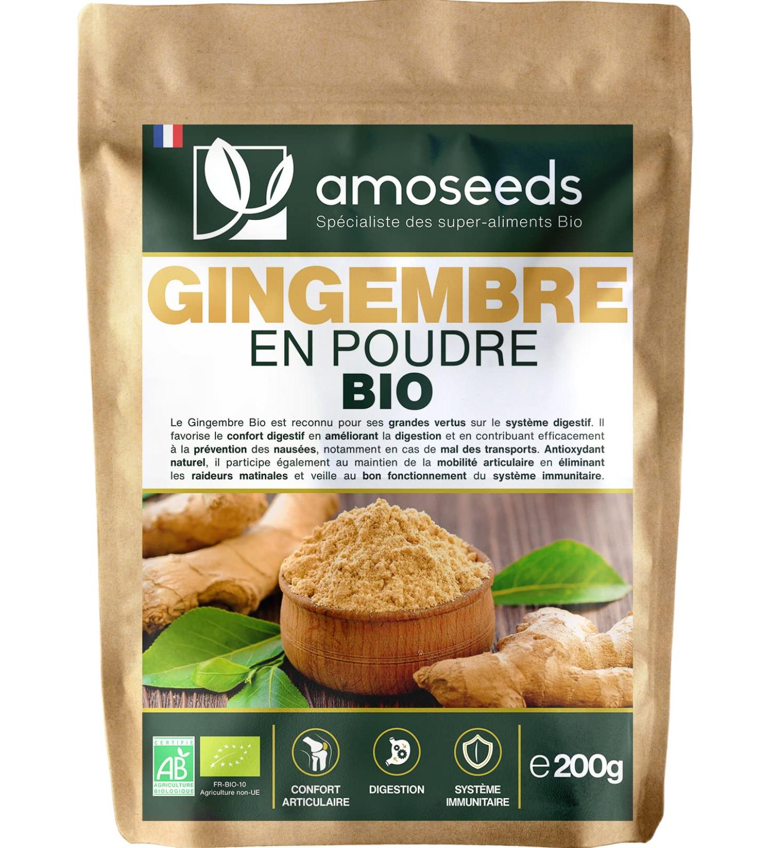 Organic Ginger Powder 200G | Antioxidant Joints Anti-Nausea | Lemon and Spicy Taste | Superior Quality - Buy Online on GoSupps.com