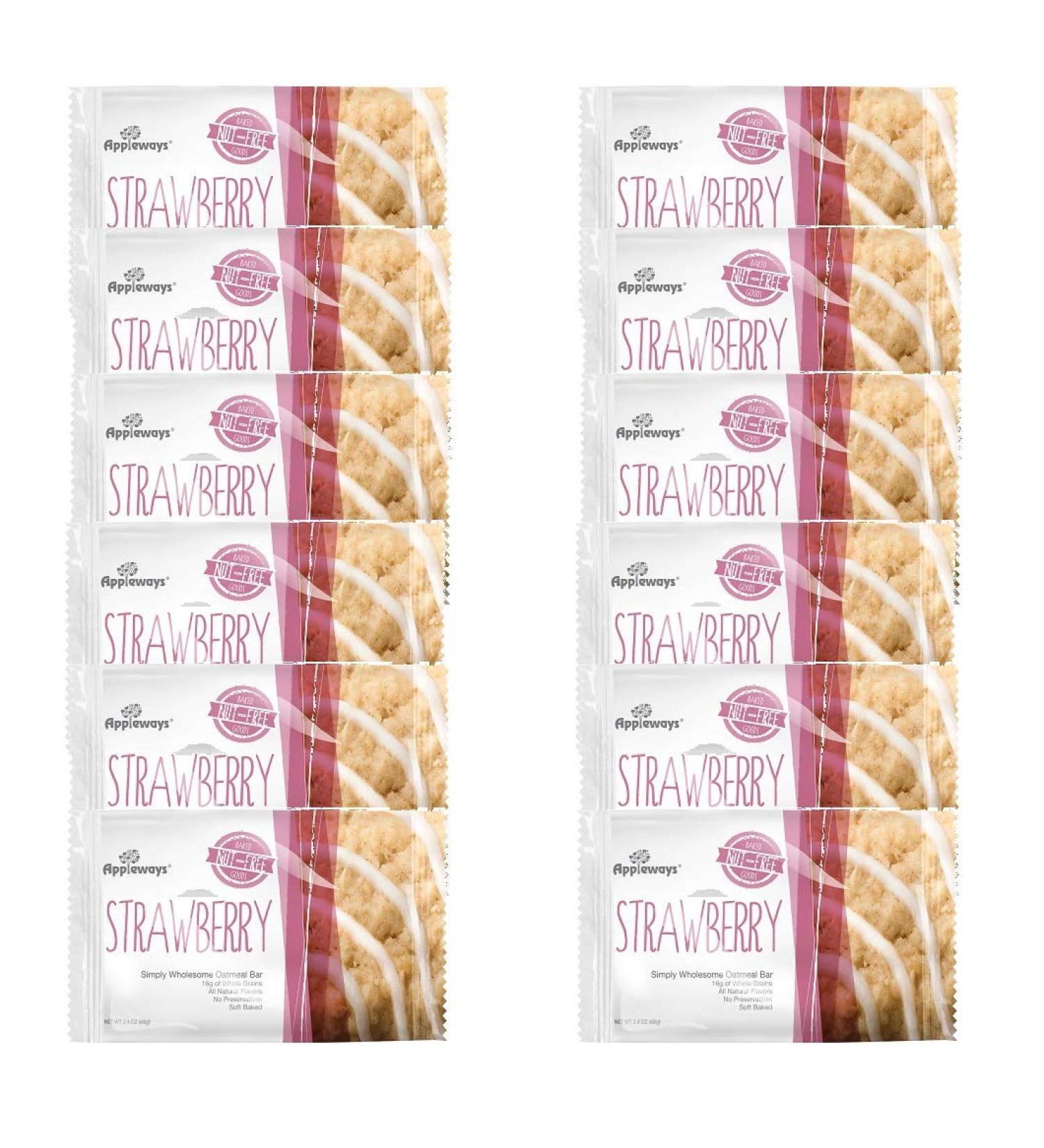 Appleways Whole Grain Strawberry Oatmeal Bars - 2.4 Oz (Pack of 12) - Buy Online on GoSupps.com