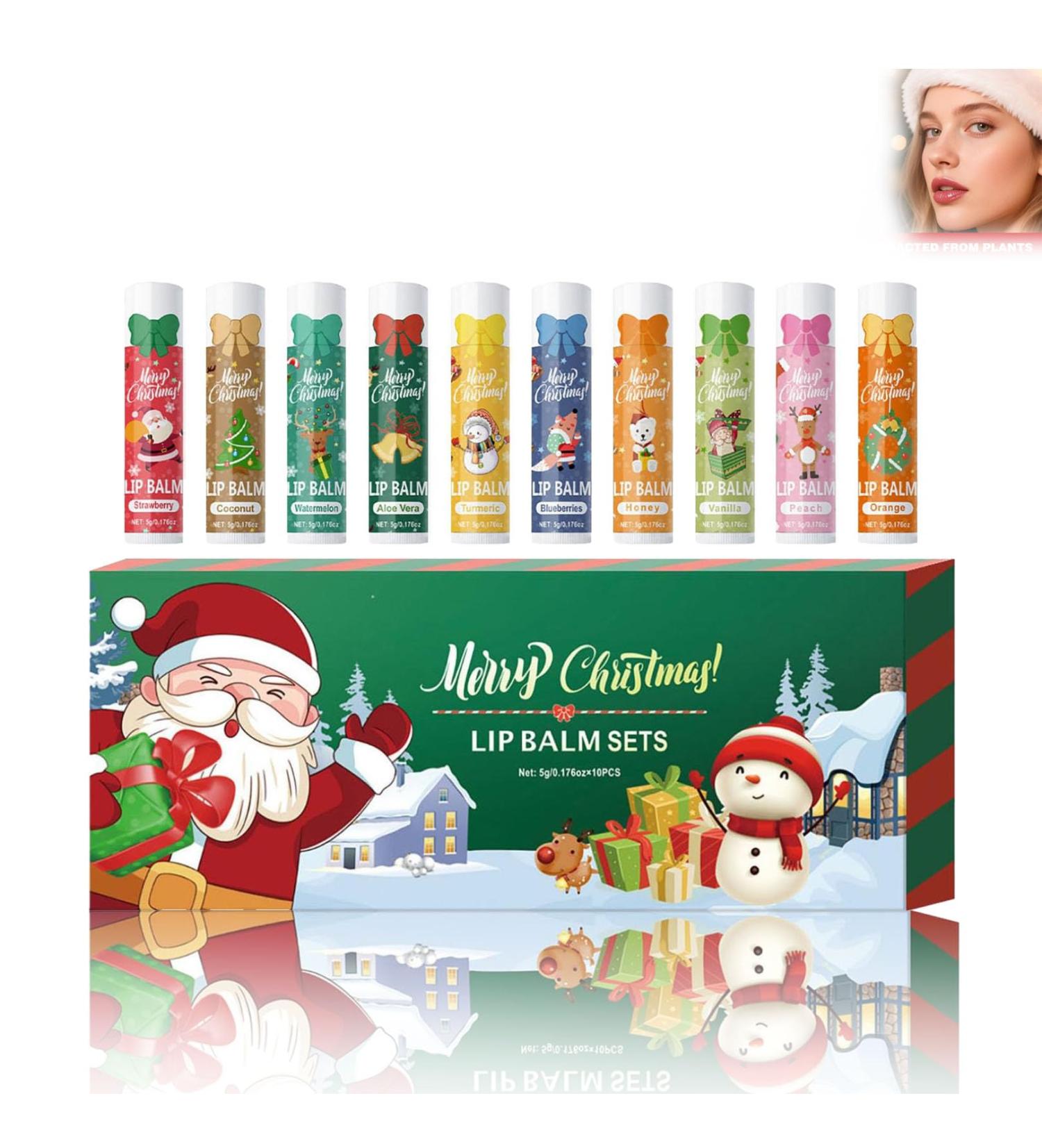 Christmas Moisturizing Lip Gloss Set 10 Pieces Christmas Lip Balms Merry Christmas Lip Balm Lip Gloss Lip Hydration Lip Care Christmas Stocking Filler - Buy Online on GoSupps.com