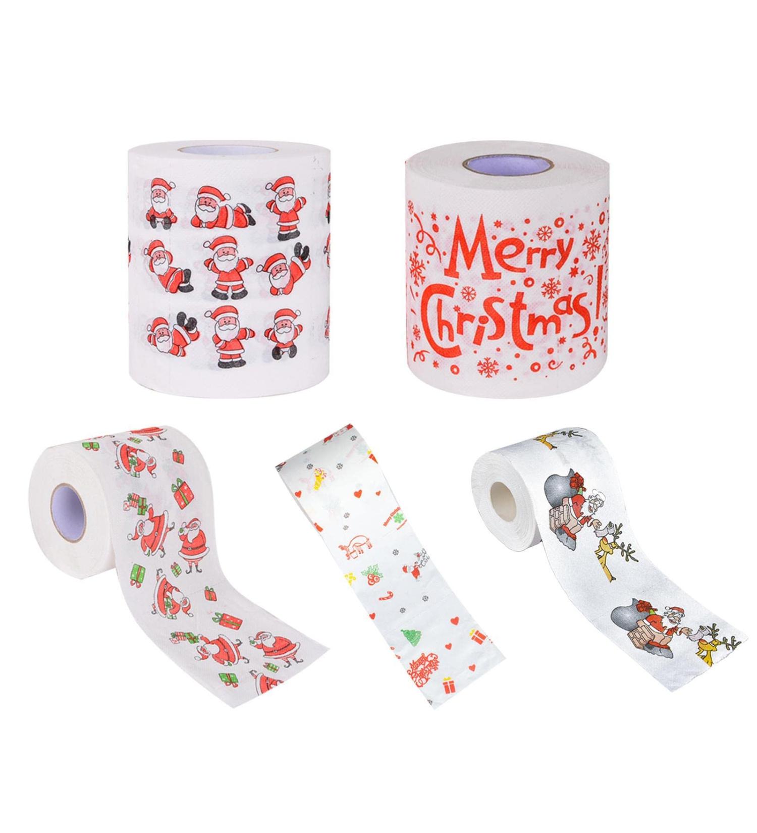 Merry Christmas Toilet Paper - 2/5 Rolls Christmas Toilet Paper Roll Santa Holiday Toilet Paper Fun Tissue Napkin Prank Novelty Colored Toilet Paper Santa Printed Paper Towels Gift - Buy Online on GoSupps.com
