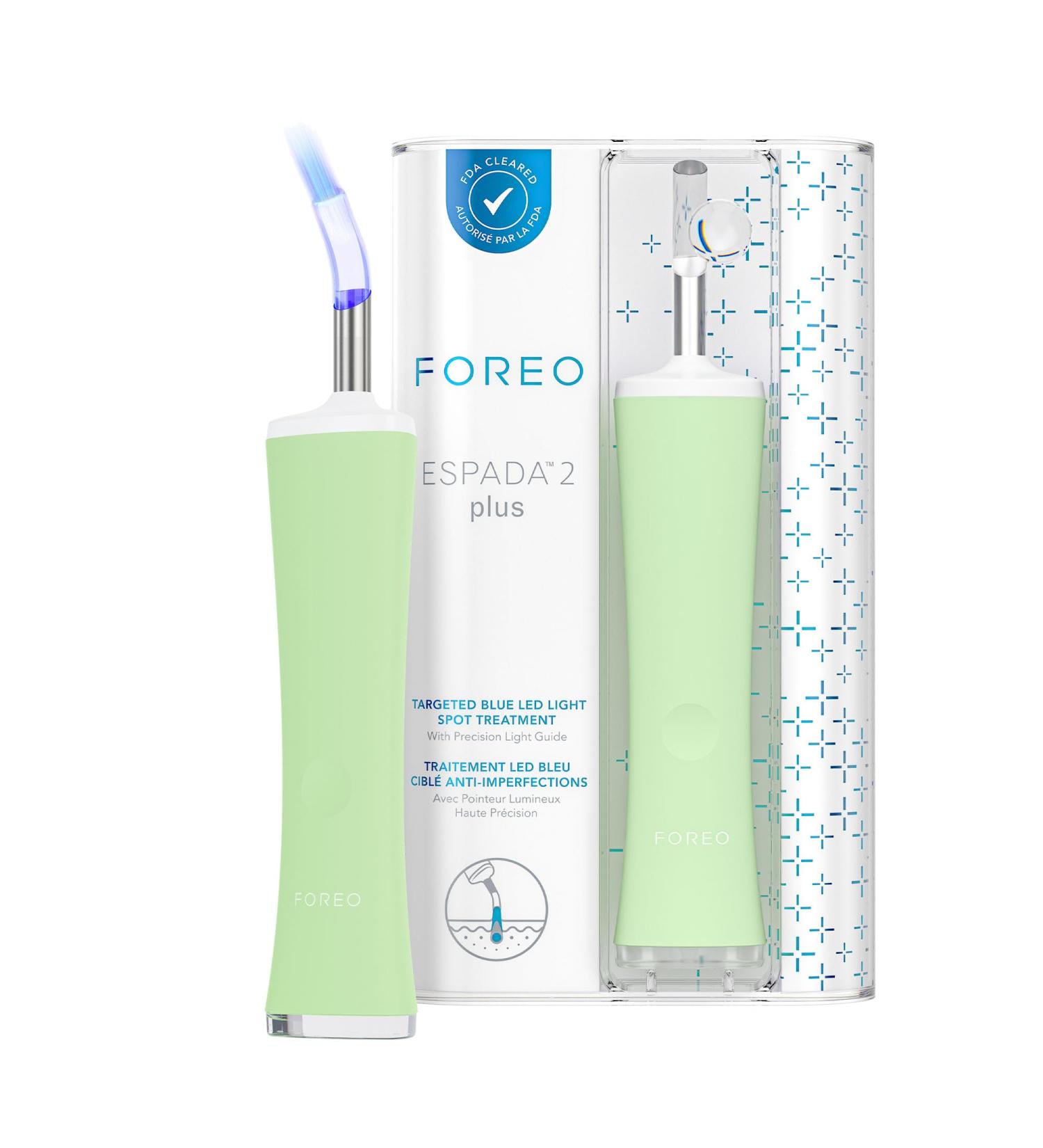 Foreo Espada 2 Plus LED Skin Care Device - Targeted Treatment for Impurities Scars & Stains - FDA Approved - Medical Silicone - Pistachio - Buy Online on GoSupps.com