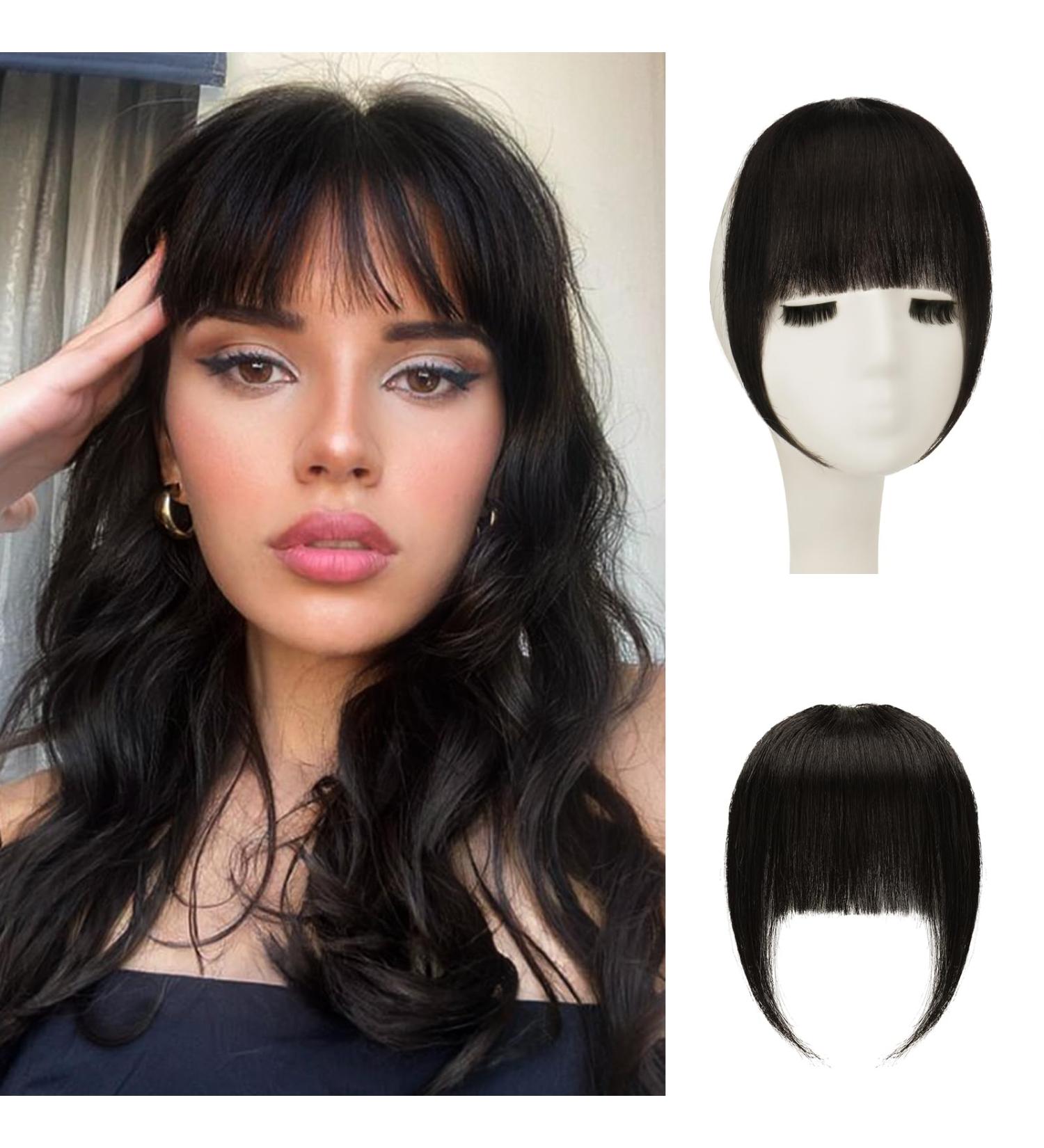 100% Remy Real Hair Clip-In Bangs - Sofeiyan Natural Black Fringe Extensions for Women - Buy Online on GoSupps.com