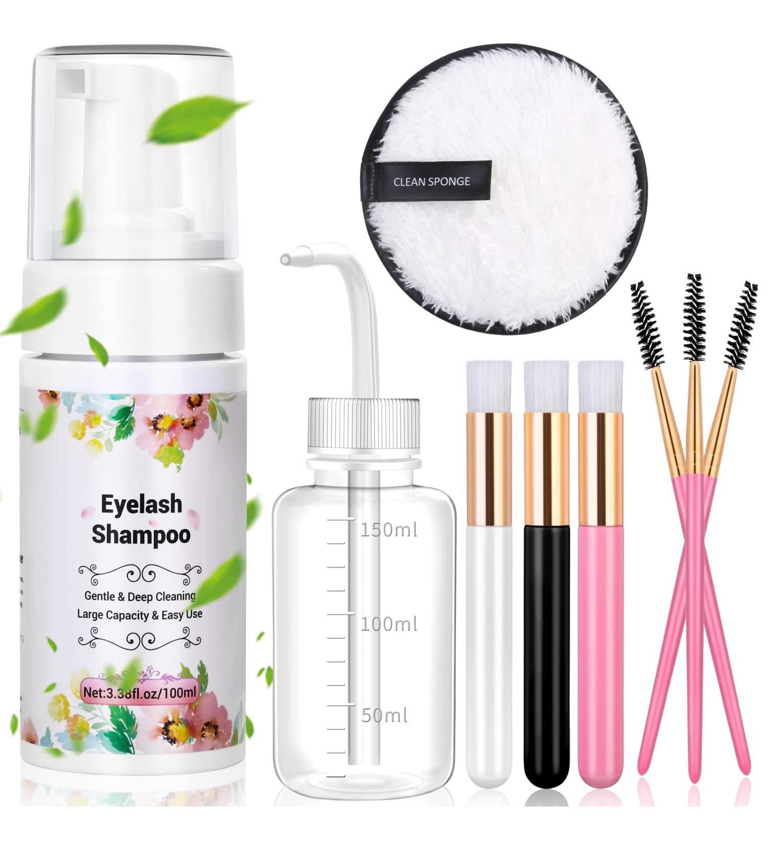 100ml Lash Shampoo Kit for Extensions - Eyelash Cleanser with Rinse Bottle, Brushes, Remover Pad - Ideal for Beginner Home Salon Use - Buy Online on GoSupps.com