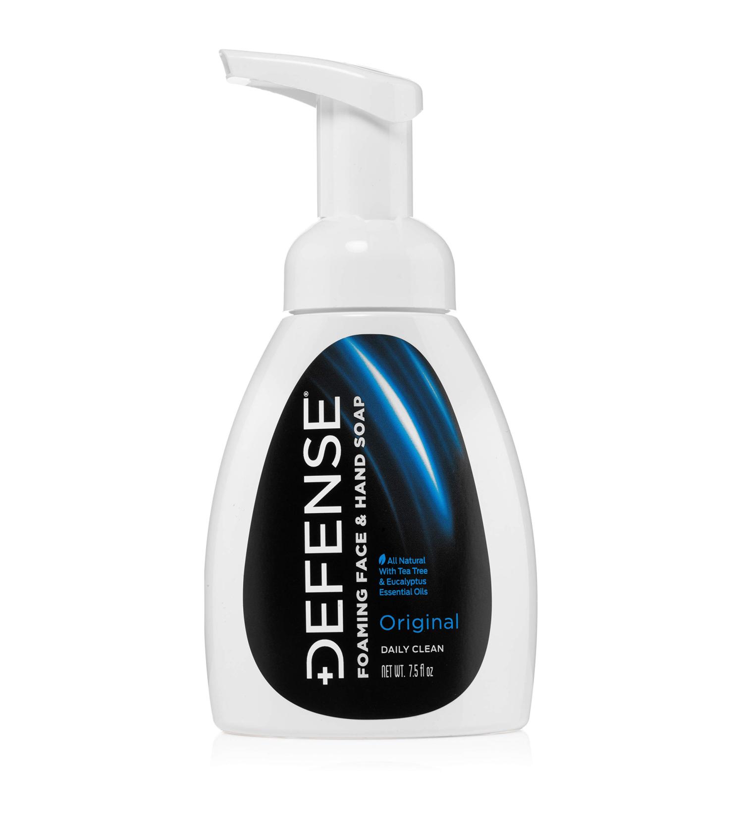 Defense Foaming Face & Hand Soap 7.5 Fl Oz with Tea Tree, Eucalyptus, Jojoba, Aloe Vera, Olive & Coconut Oils - Buy Online on GoSupps.com