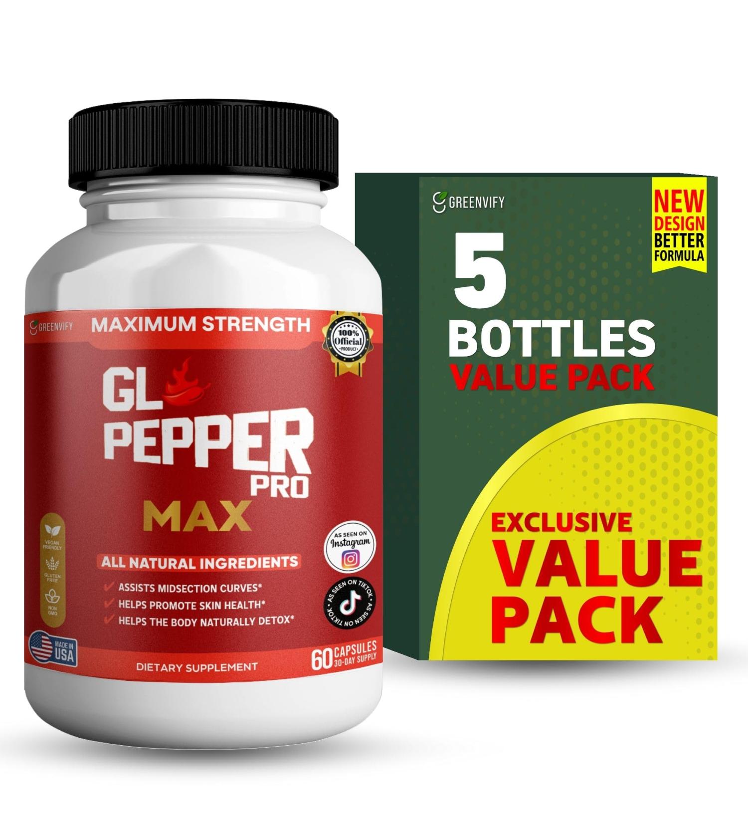 GREENVIFY GL Pepper Pro Max Dietary Supplement Maximum Strength All Natural Ingredients 60 Capsules 30-Day Supply (5) - Buy Online on GoSupps.com