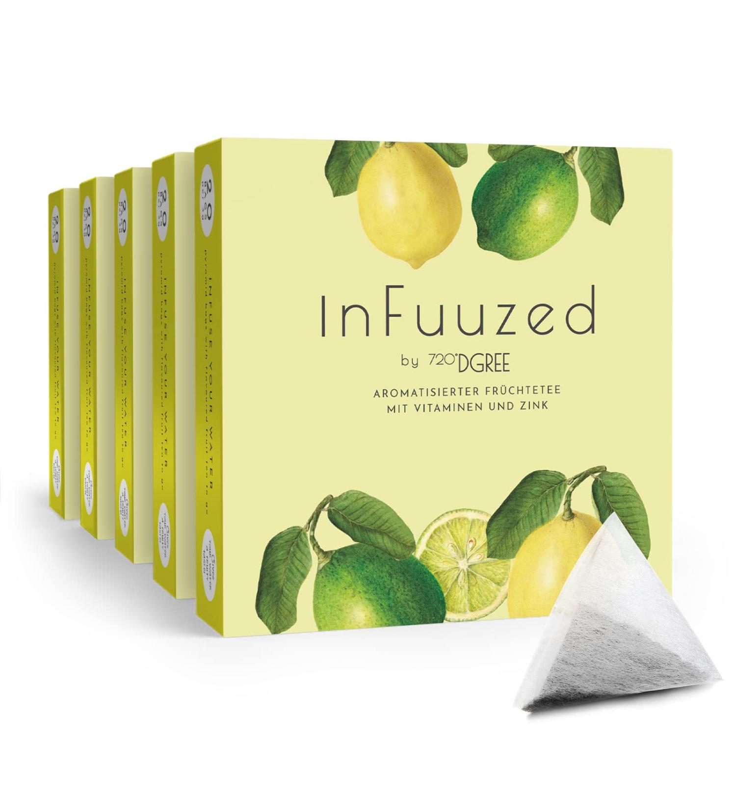 720 DGree Infuuzed Lemon Lime Drink Bags - 100 Sugar-Free Zero-Calorie Packs for Healthy Hydration - Perfect Iced Tea & Lemonade Alternative (60g 5 Pack) - Buy Online on GoSupps.com